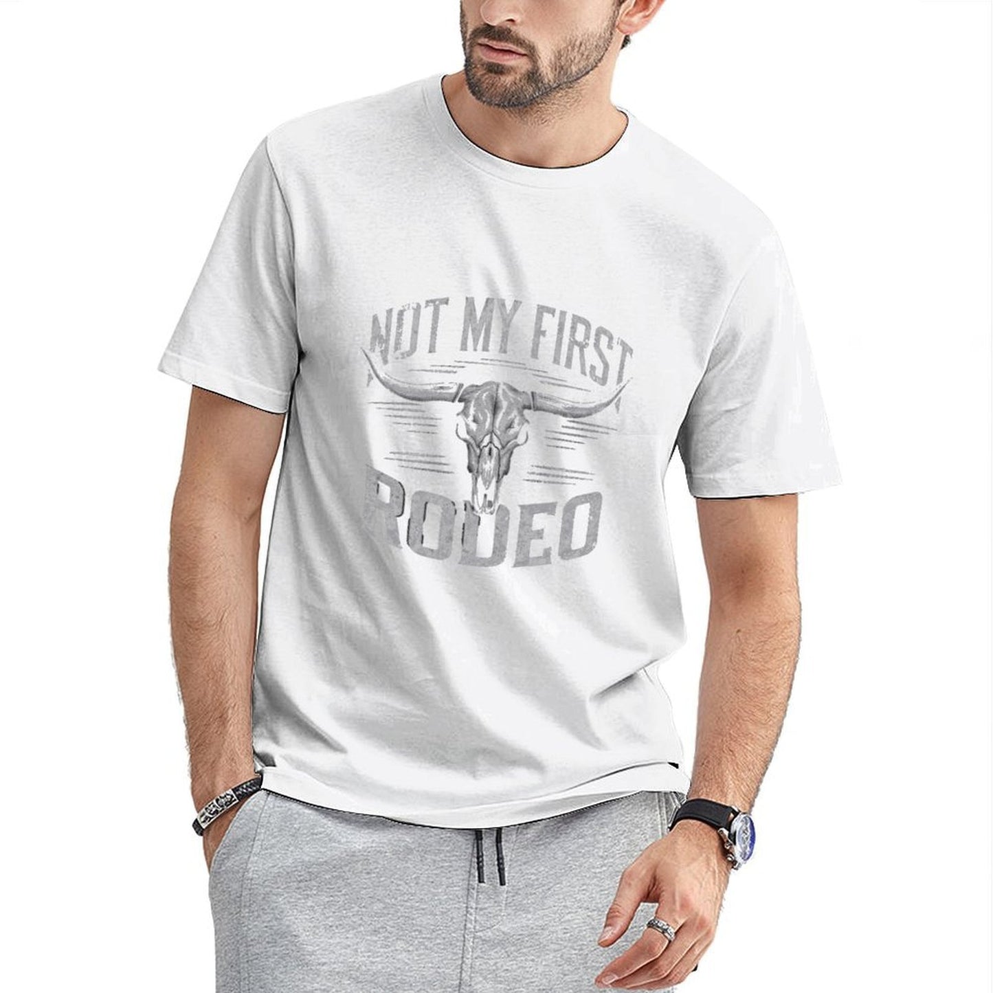 Inkmay Casual Cotton T-shirt Bull Skull With Text Overlay Design Unisex T-shirtSimple EverydayComfort T-Shirt