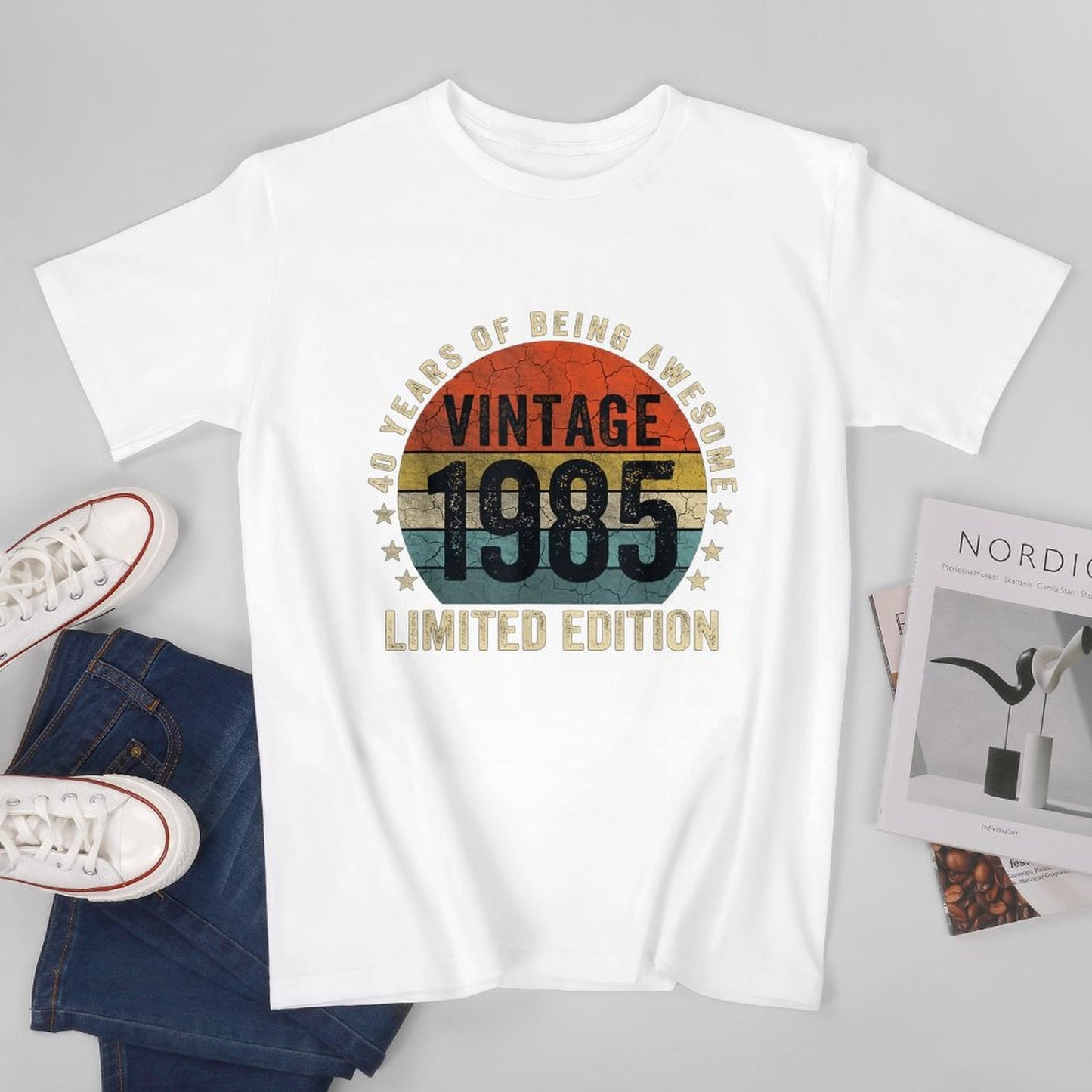 Inkmay Casual Cotton T-shirt Vintage 1985 Limited Edition Retro Design Unisex T-shirt