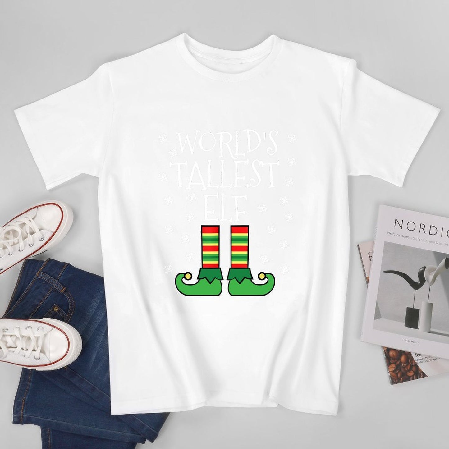 Inkmay Casual Cotton T-shirt Green Elf Shoes With Stripes Unisex T-shirtClassic Heritage T-Shirt
