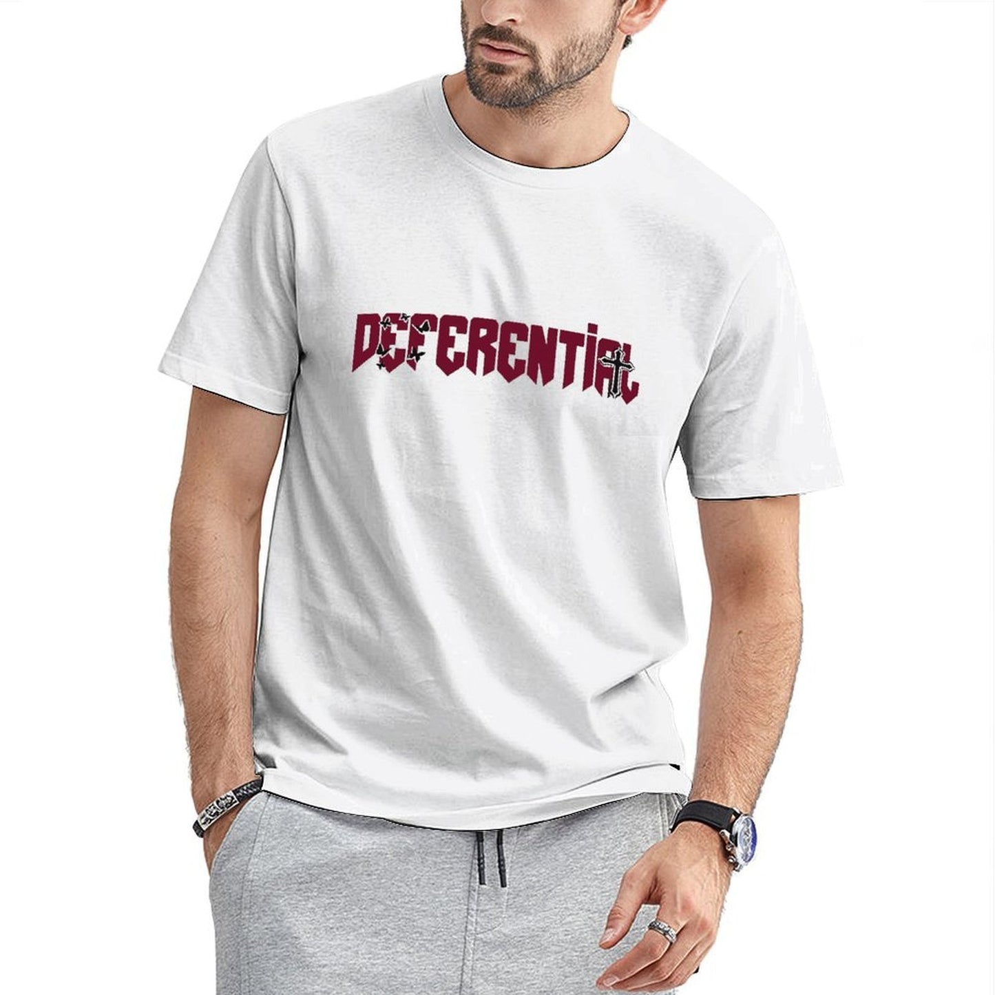 Inkmay Casual Cotton T-shirt Differential Logo With Cross And Butterflies Unisex T-shirtEverydayWear Active T-Shirt