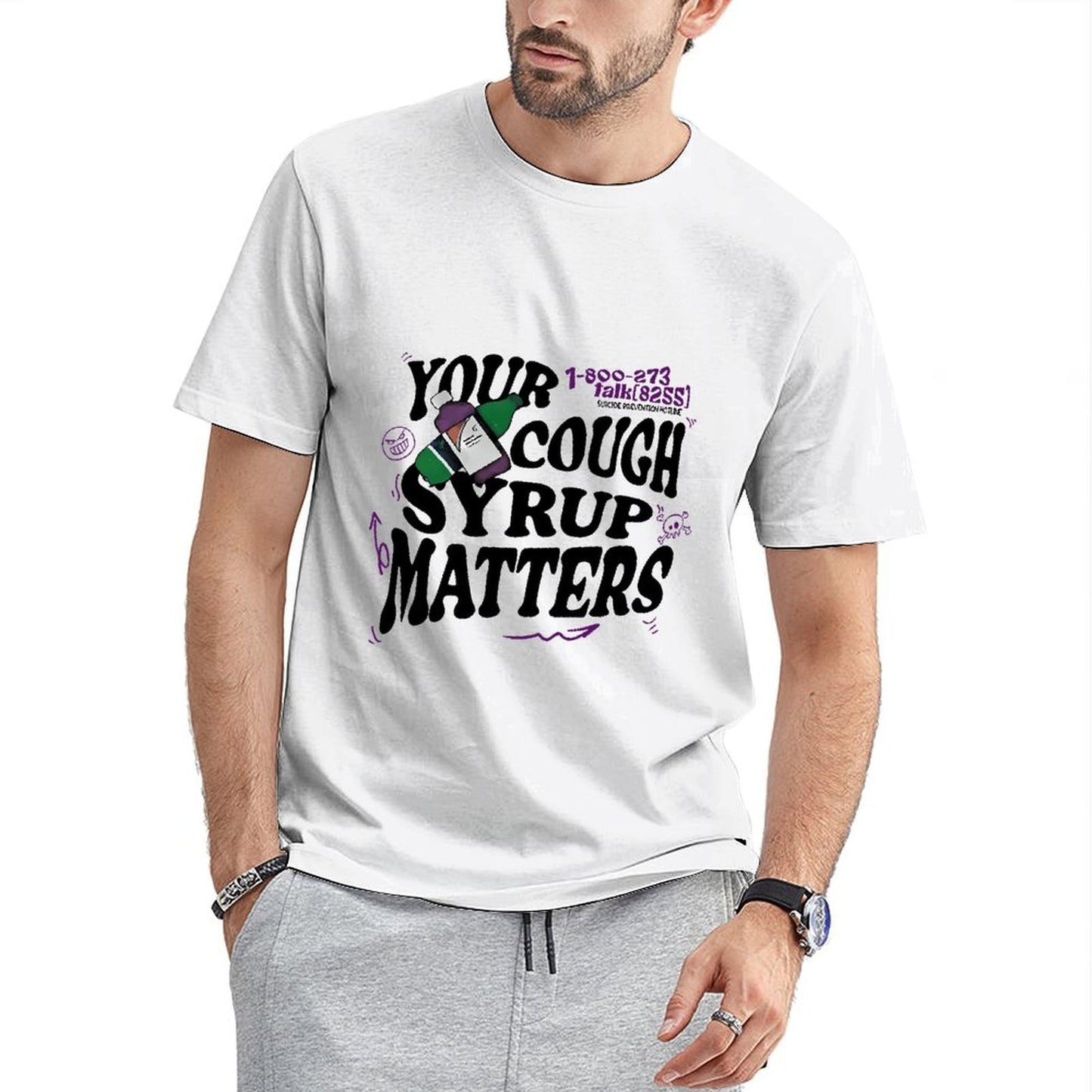 Inkmay Casual Cotton T-shirt Your Cough Syrup Matters Suicide Prevention Unisex T-shirt