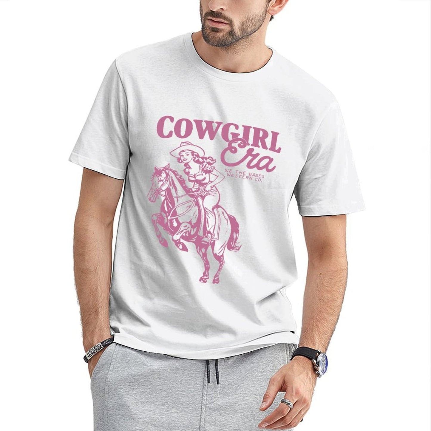 Inkmay Casual Cotton T-shirt Solid Pink Background No Patterns Unisex T-shirtStreetFit Wrinkle-Free T-Shirt
