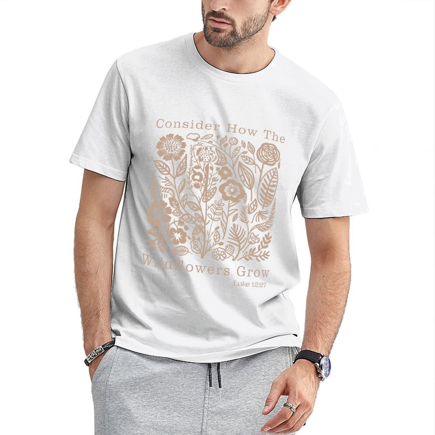 Inkmay Casual Cotton T-shirt Solid Beige Background No Patterns Unisex T-shirtMen¡¯s / Women¡¯s / Youth StreetLine T-Shirt