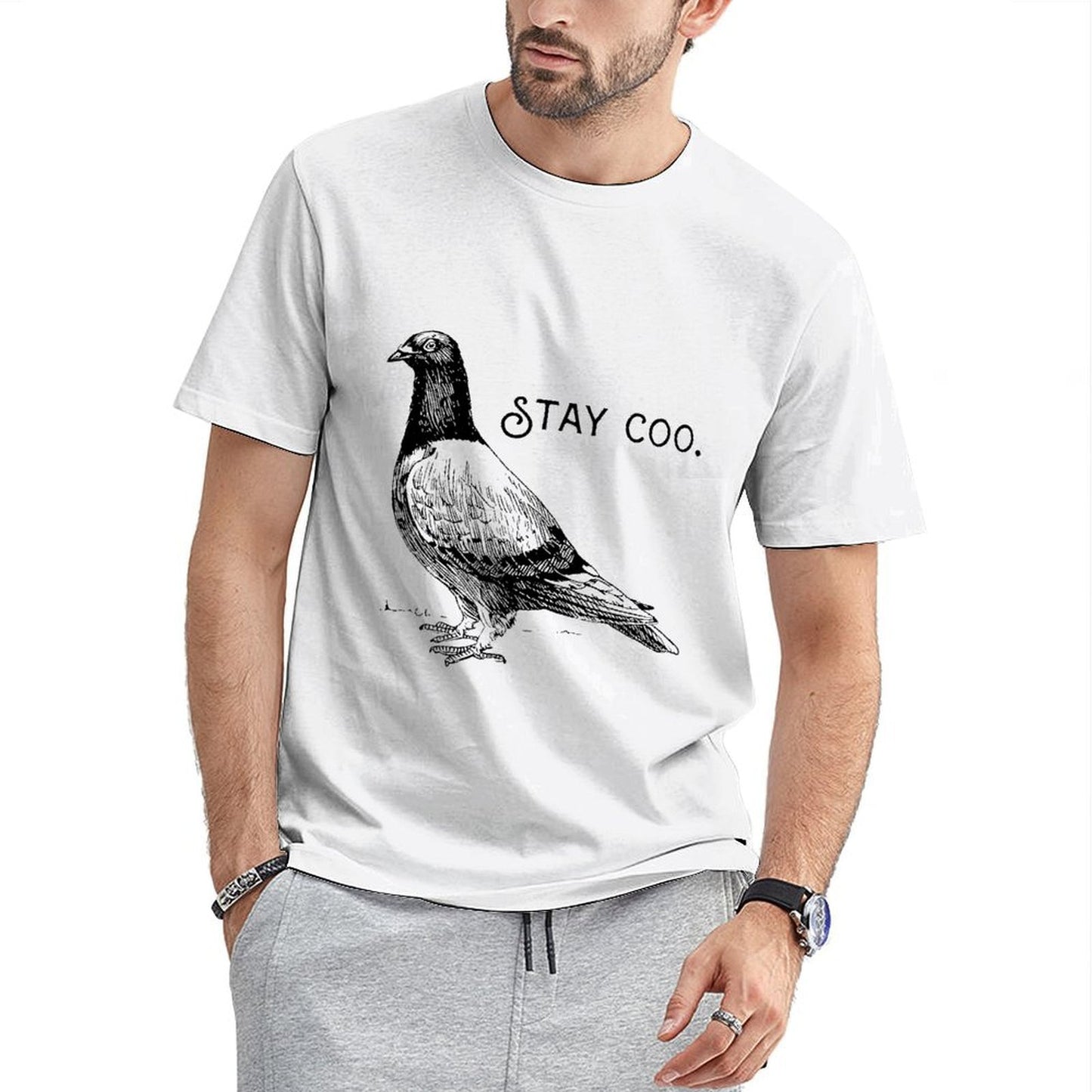 Inkmay Casual Cotton T-shirt Abstract Geometric Shapes In Bold Colors Unisex T-shirtPrinting Outdoor T-Shirt