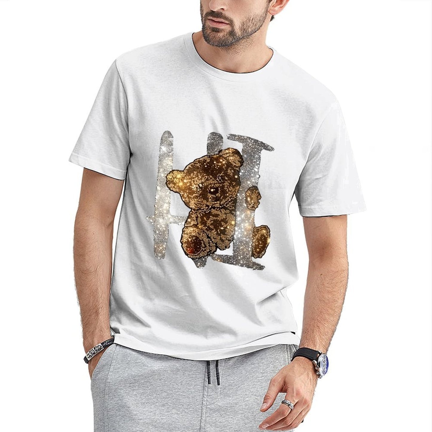 Inkmay Casual Cotton T-shirt Golden Abstract Design With Sparkling Elements Unisex T-shirtPure Moisture-Wicking T-Shirt