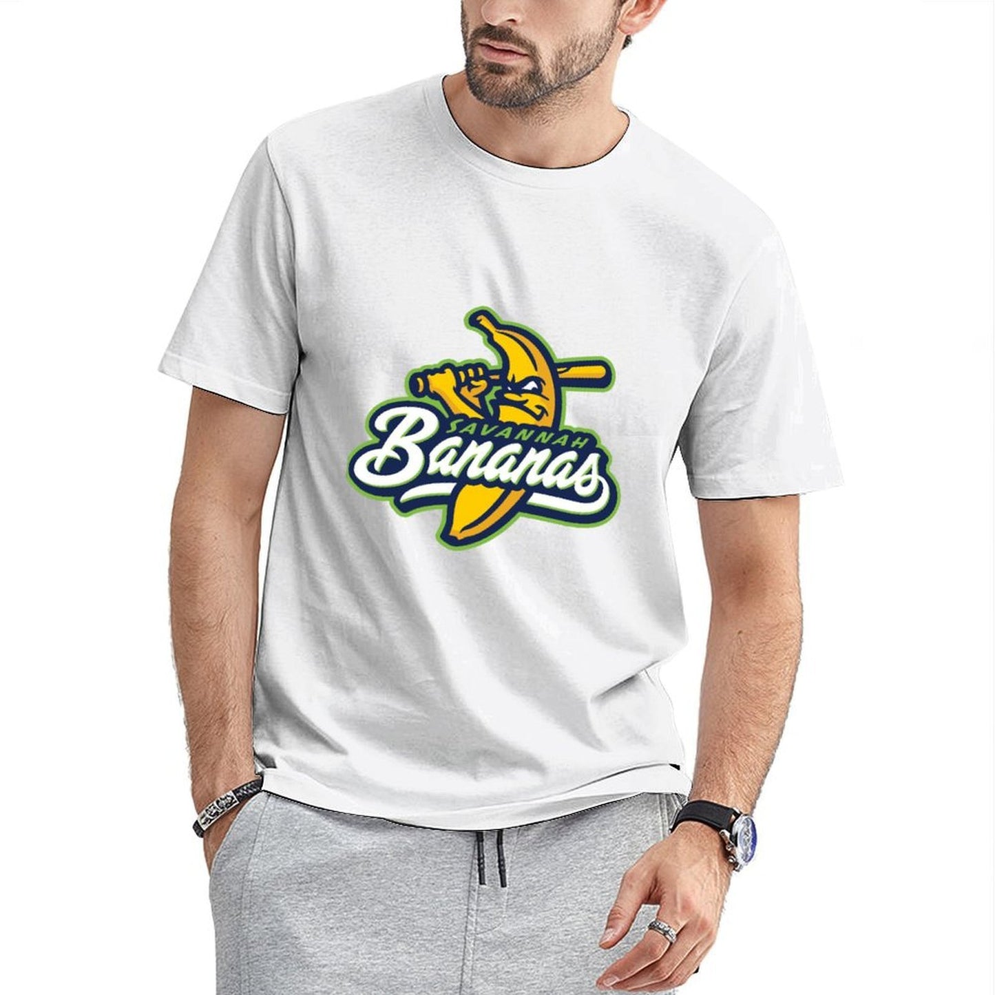 Inkmay Casual Cotton T-shirt Savannah Bananas Logo With Banana Bat Unisex T-shirtTrueComfort Neat T-Shirt