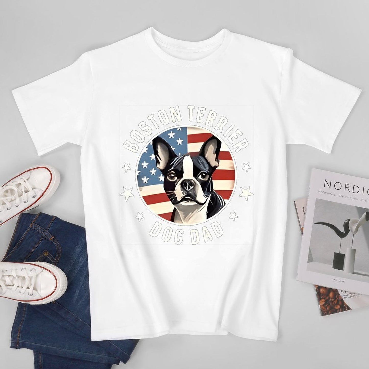 Inkmay Casual Cotton T-shirt Bold Dog Face With Text Design Unisex T-shirtBold CleanCut T-Shirt