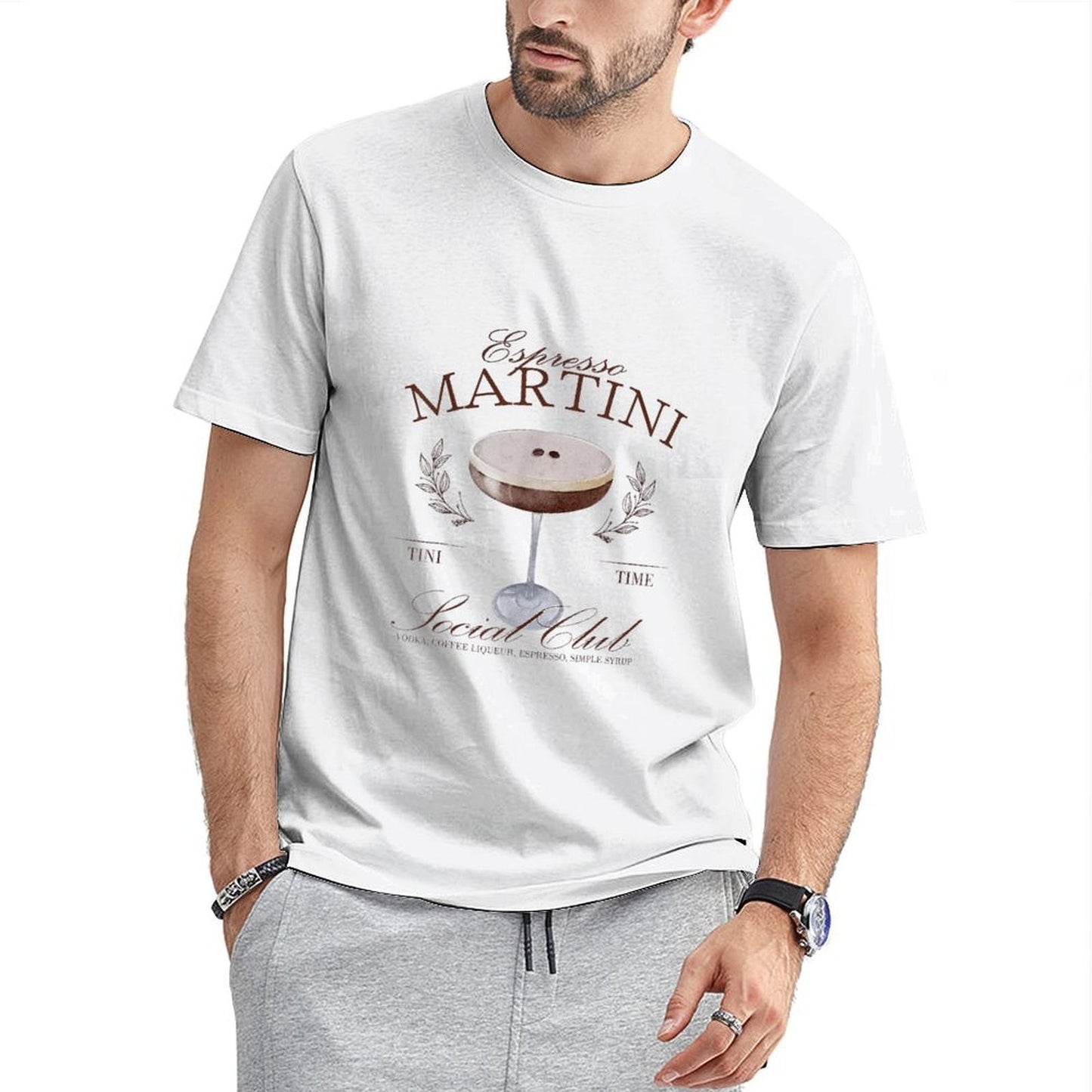 Inkmay Casual Cotton T-shirt Espresso Martini Cocktail In Glassware Design Unisex T-shirtEssentialFit LooseFit T-Shirt