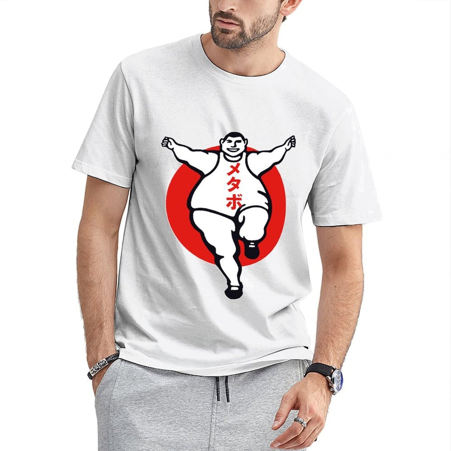Inkmay Casual Cotton T-shirt Bold Red Circle With Sumo Wrestler Unisex T-shirtActiveStyle Softstyle T-Shirt