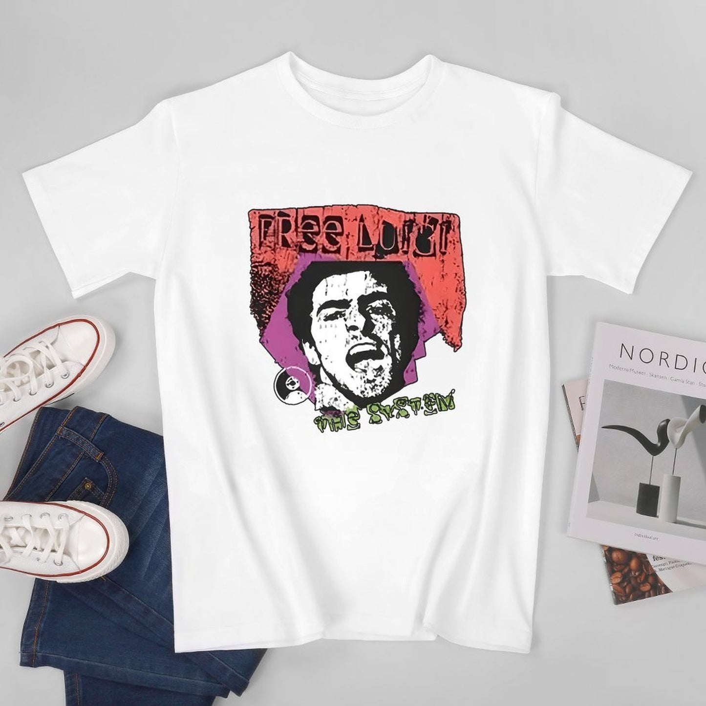 Inkmay Casual Cotton T-shirt Free Luci The System Artwork Unisex T-shirtSoft Colorfast T-Shirt