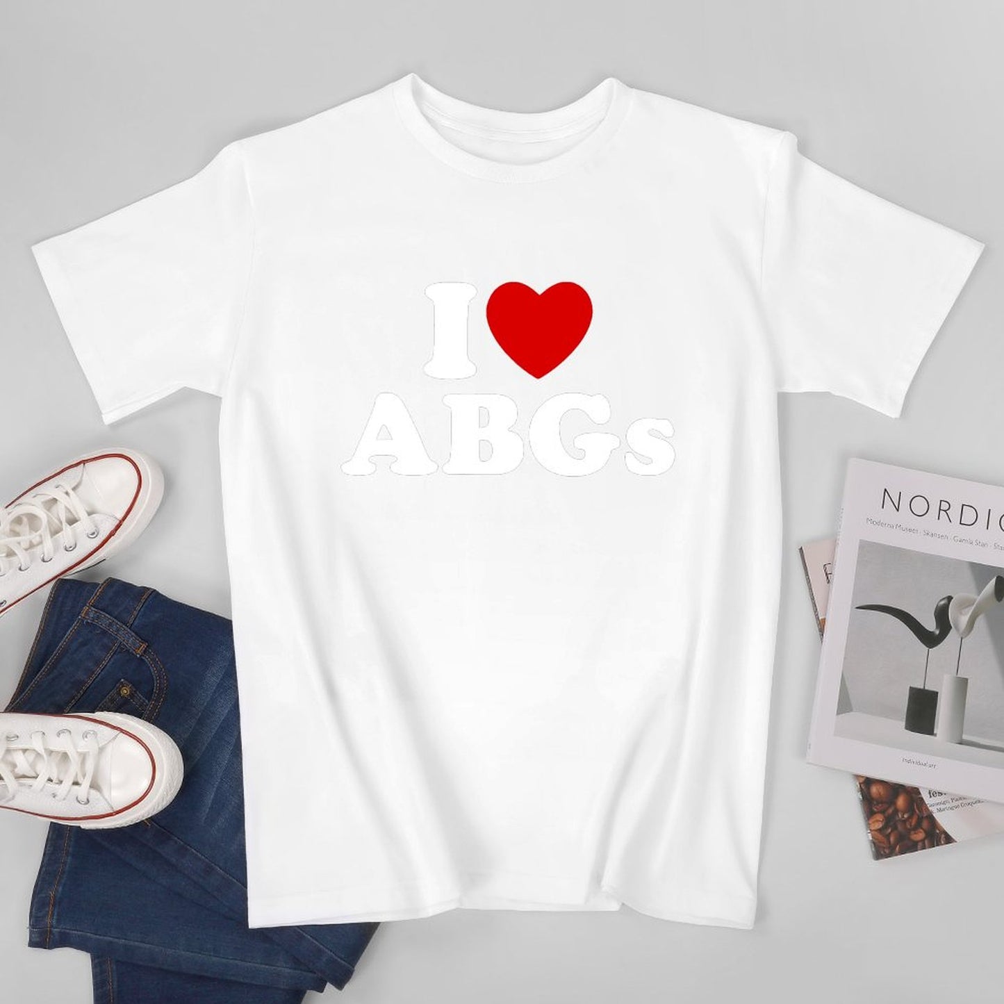 Inkmay Casual Cotton T-shirt I Love Abcs With Heart Unisex T-shirtEverydayFit Series T-Shirt