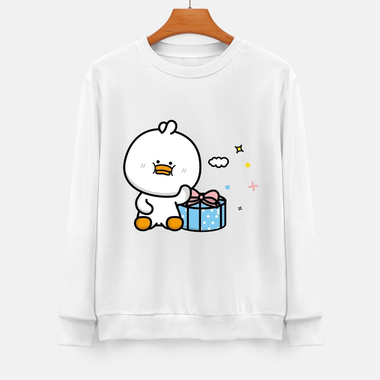 Front Patterned Long Sleeve TopColorfast Batch-Printed