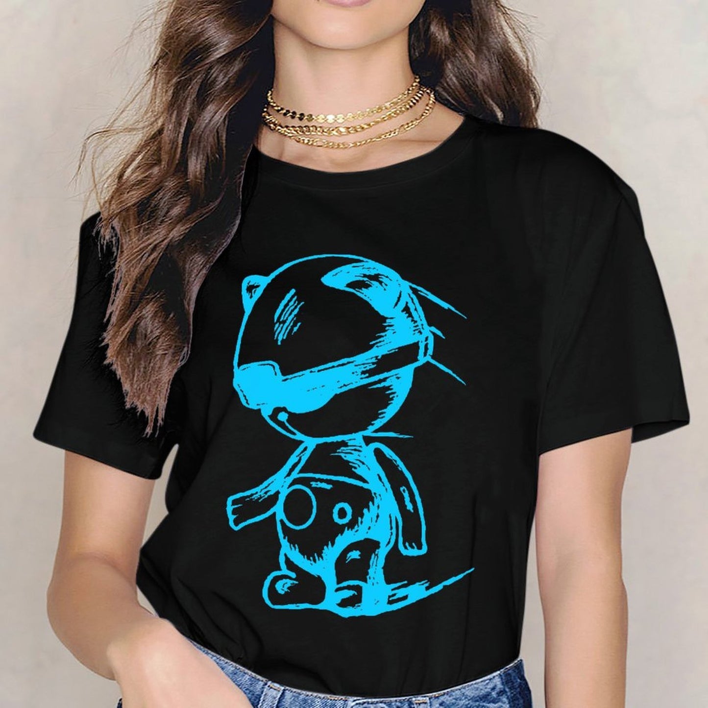 Inlex Bear T-shirtsStreetStyle Double-Stitched T-Shirt
