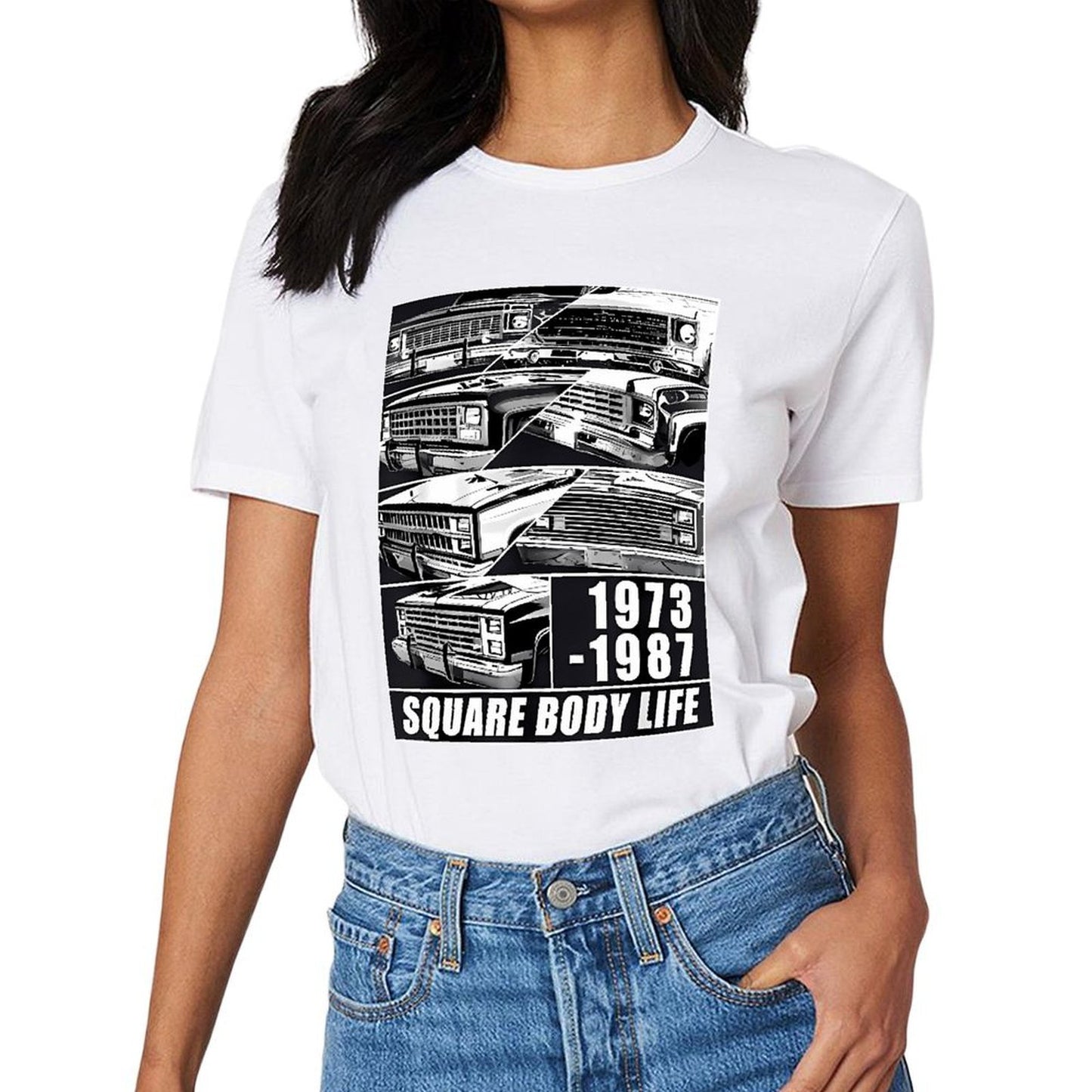 Inkmay Casual Cotton T-shirt Square Body Life Print Pattern Art Unisex T-shirtSoftstyle EverydayFit T-Shirt