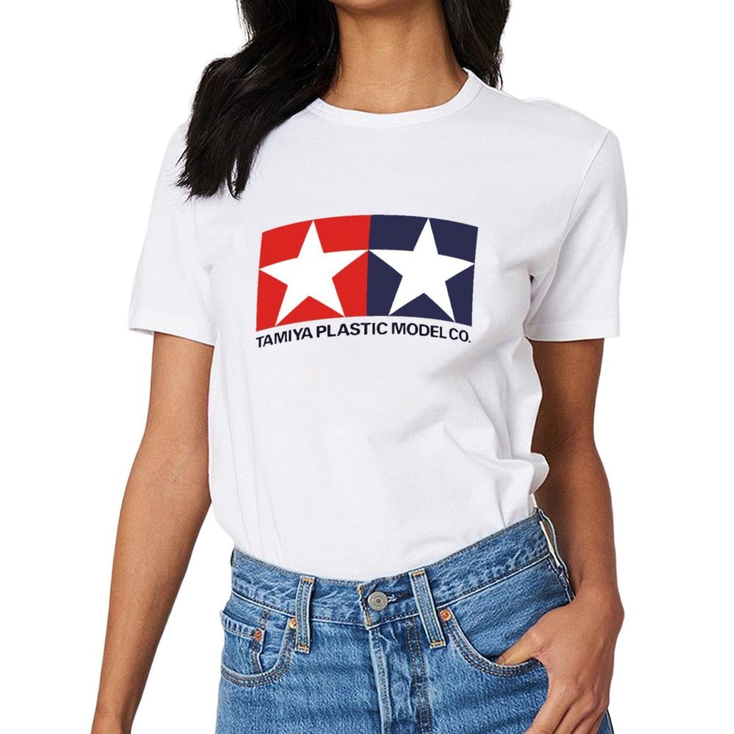 Inkmay Casual Cotton T-shirt Red And Blue Star Pattern Unisex T-shirtSoftTouch SoftFeel T-Shirt
