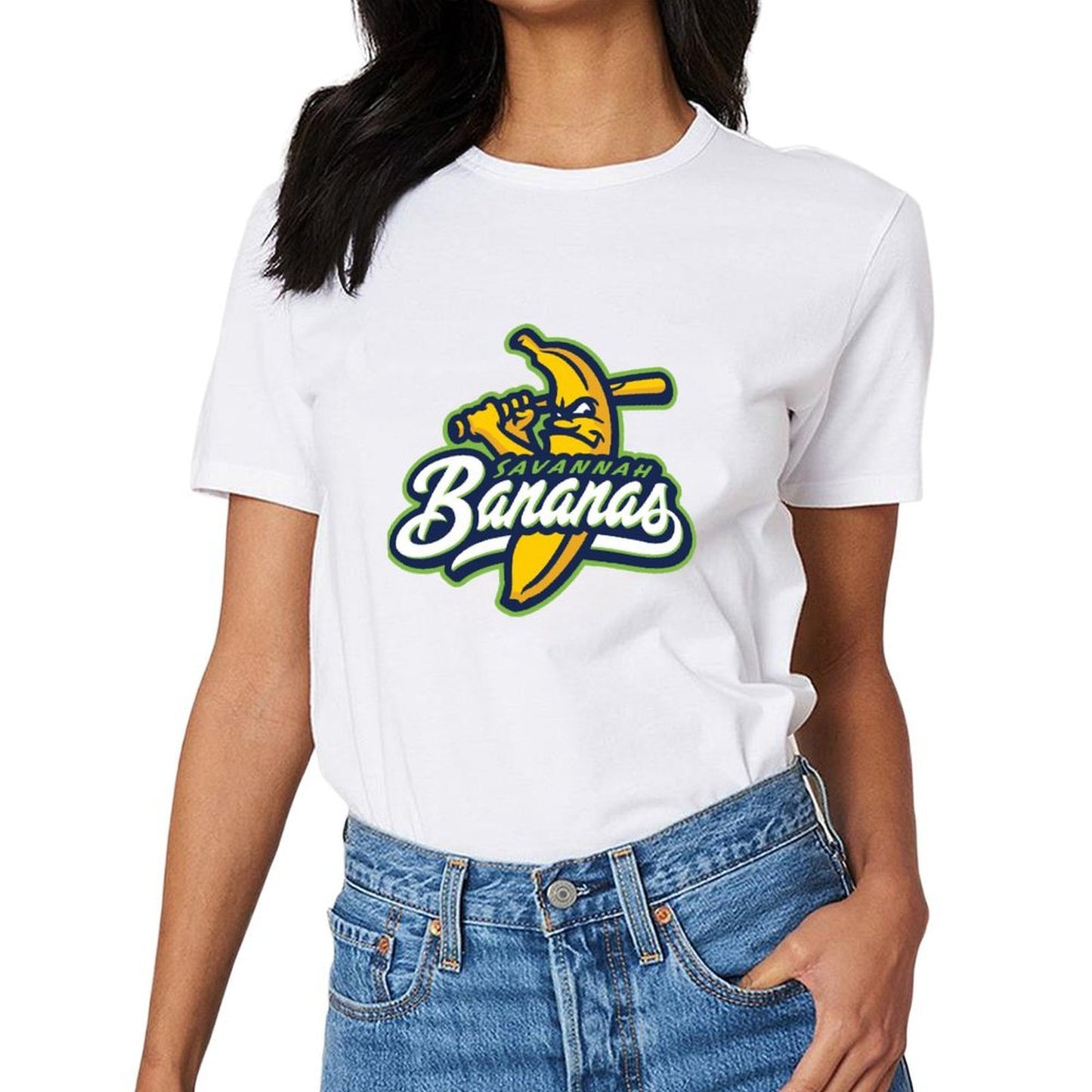 Inkmay Casual Cotton T-shirt Savannah Bananas Logo With Banana Bat Unisex T-shirtTrueComfort Neat T-Shirt