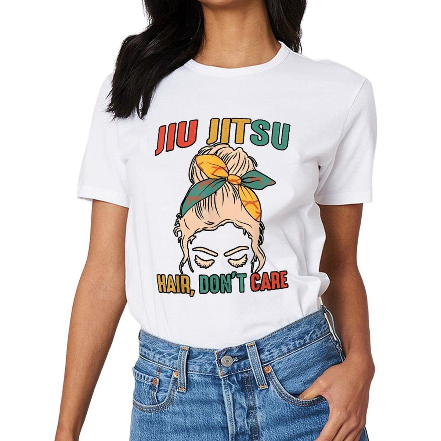 Inkmay Casual Cotton T-shirt Hair Don T Care Jiu Jitsu Unisex T-shirtRegularFit LooseFit T-Shirt