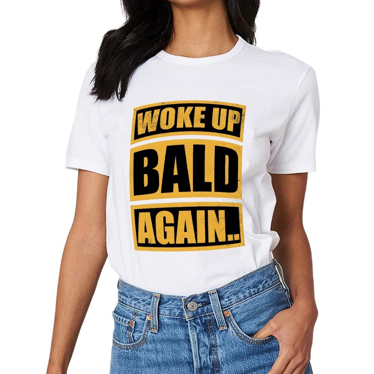 Inkmay Casual Cotton T-shirt Woke Up Bald Again Print Design Unisex T-shirtPremium Recycled T-Shirt