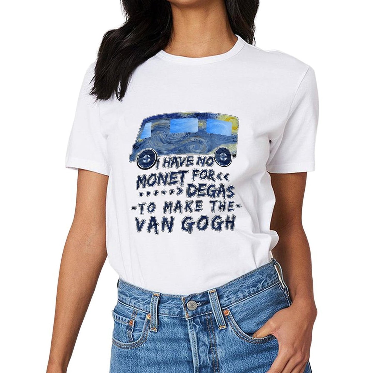 Inkmay Casual Cotton T-shirt Van Gogh Inspired Van Art Print Unisex T-shirtTrueStyle BasicSeries T-Shirt