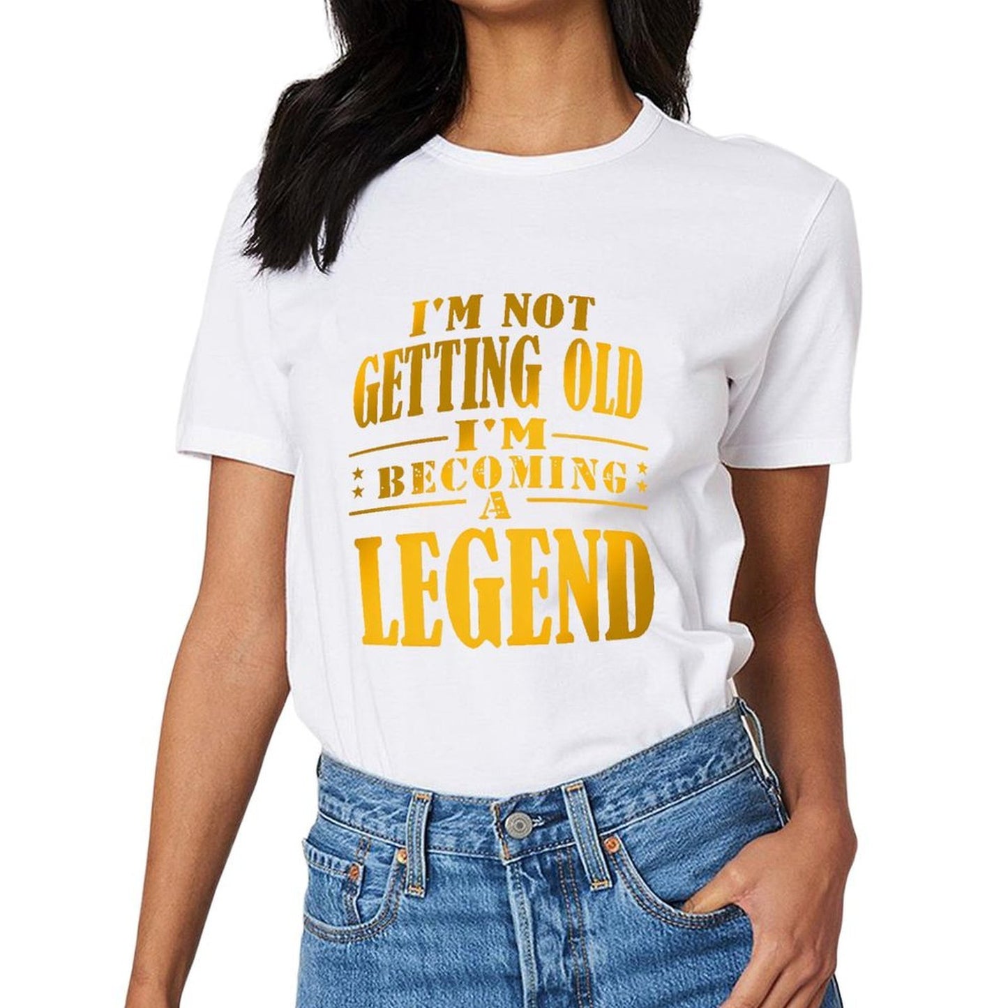 Inkmay Casual Cotton T-shirt Becoming A Legend Print Design Art Unisex T-shirtCrewneck Logo-Ready T-Shirt