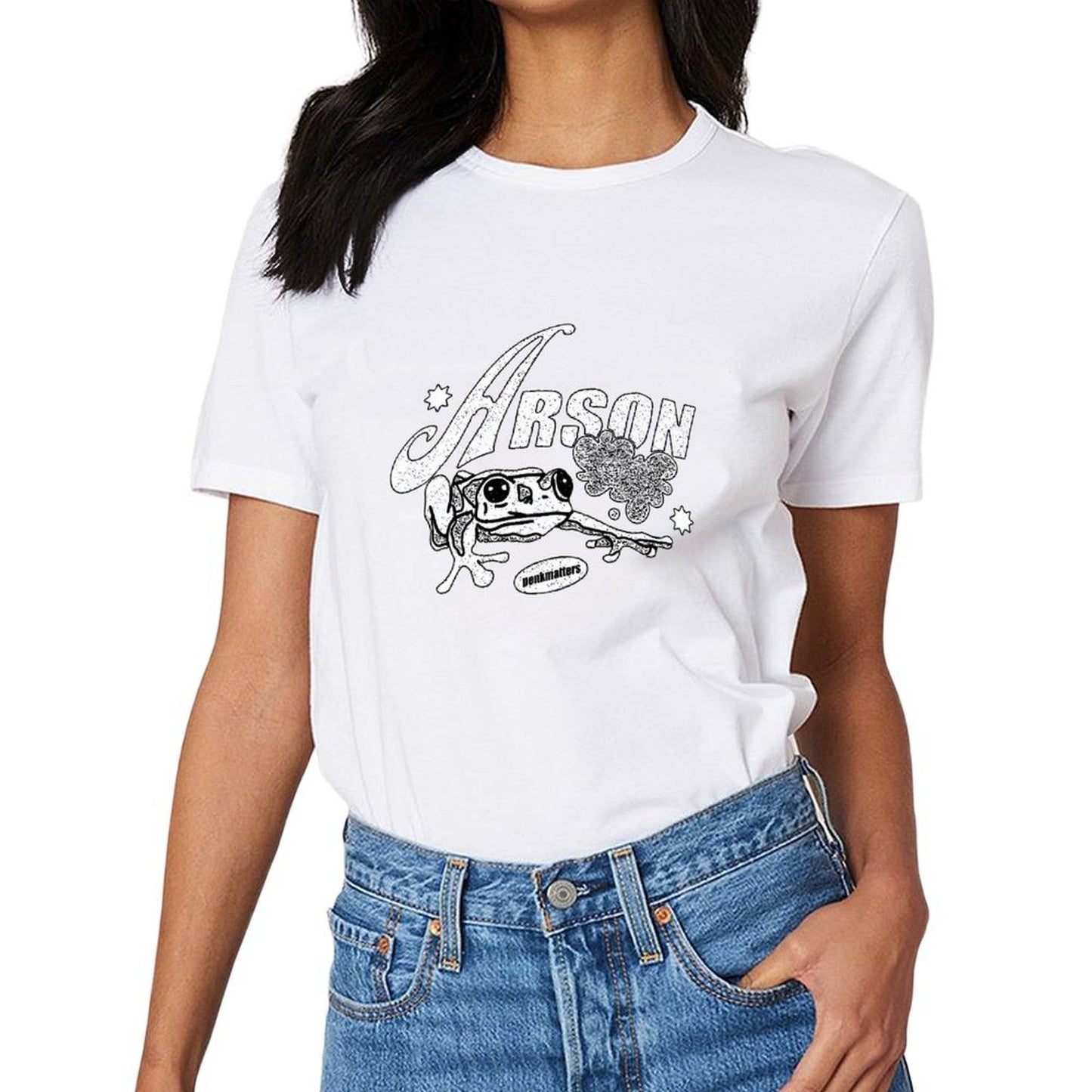Inkmay Casual Cotton T-shirt Arson Frog Design With Stars And Unisex T-shirtSlim Fit EverydayComfort T-Shirt