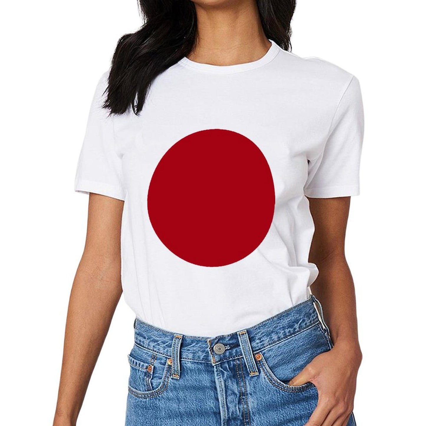 Inkmay Casual Cotton T-shirt Red Background With White Lines Unisex T-shirtFundraising Plain T-Shirt