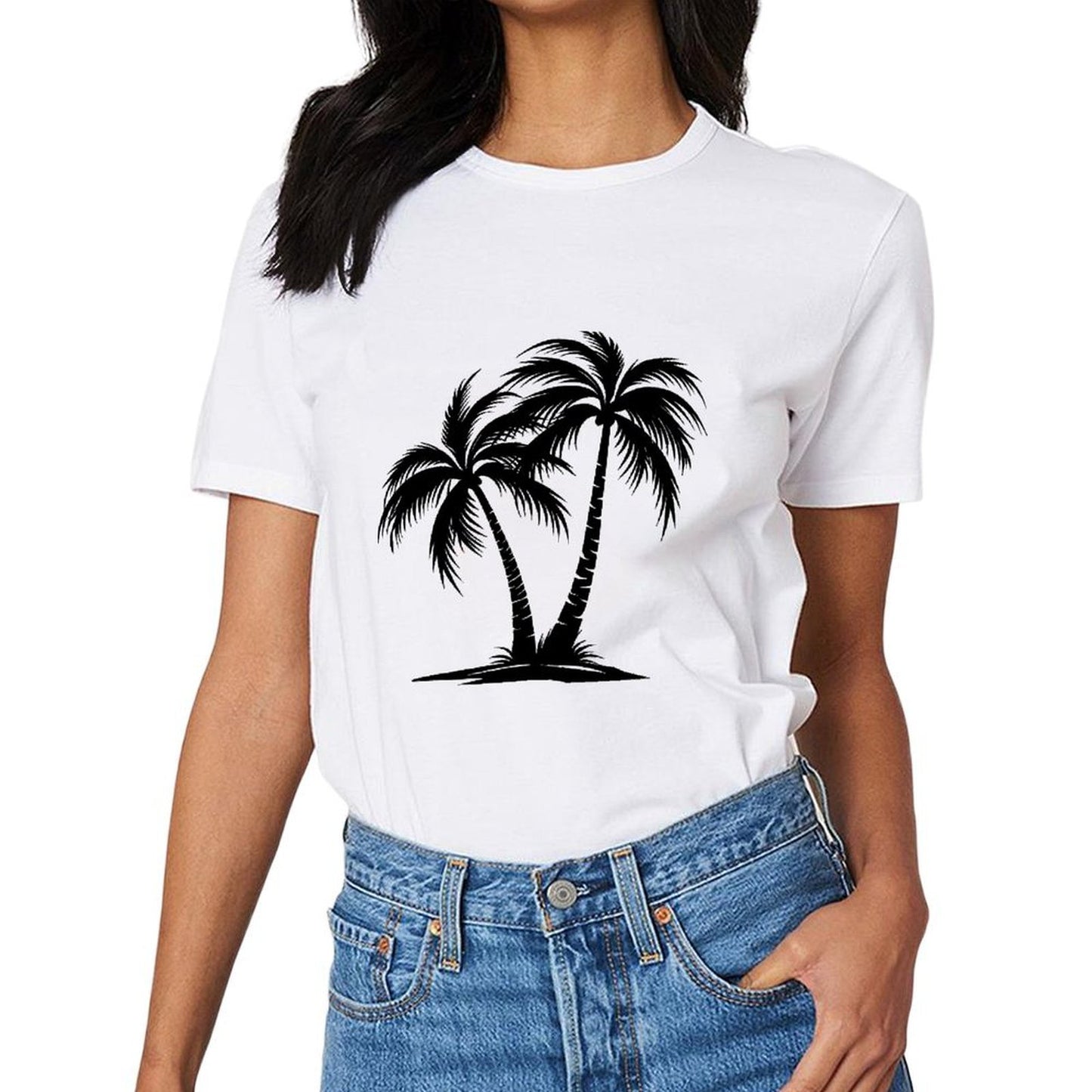 inkmay-casual-cotton-t-shirt-solid-white-vertical-line-on-black-unisex-t-shirt