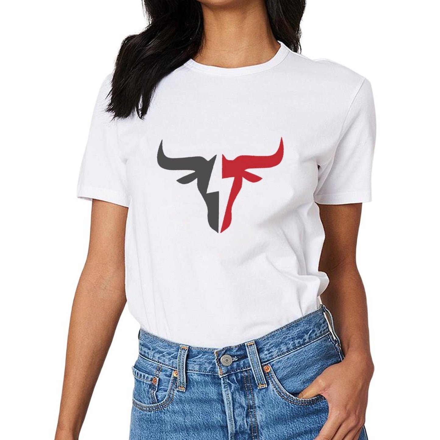Inkmay Casual Cotton T-shirt Abstract Red And Gray Design Unisex T-shirtLong Lasting PureStyle T-Shirt