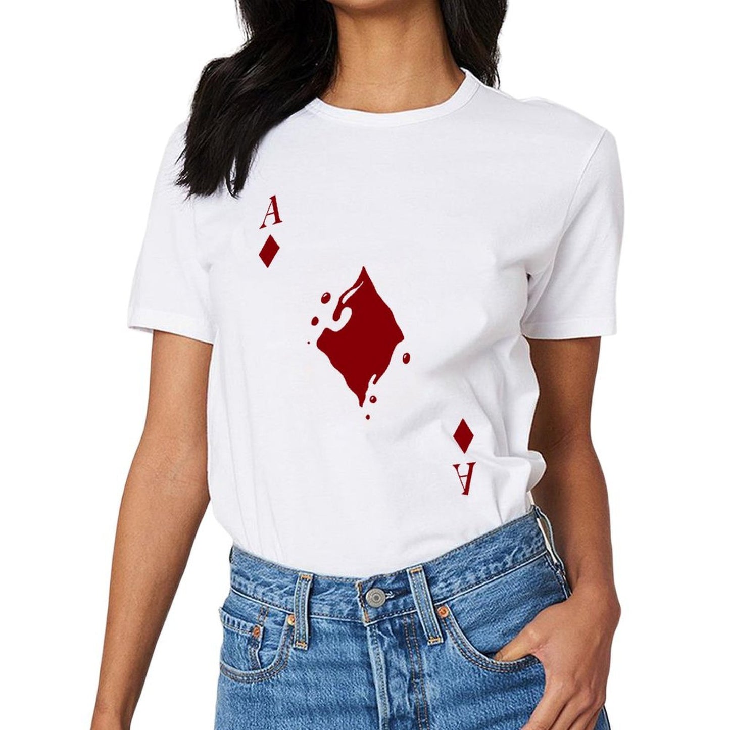 Inkmay Casual Cotton T-shirt Solid Red Background With White Border Unisex T-shirtCityStyle Street T-Shirt