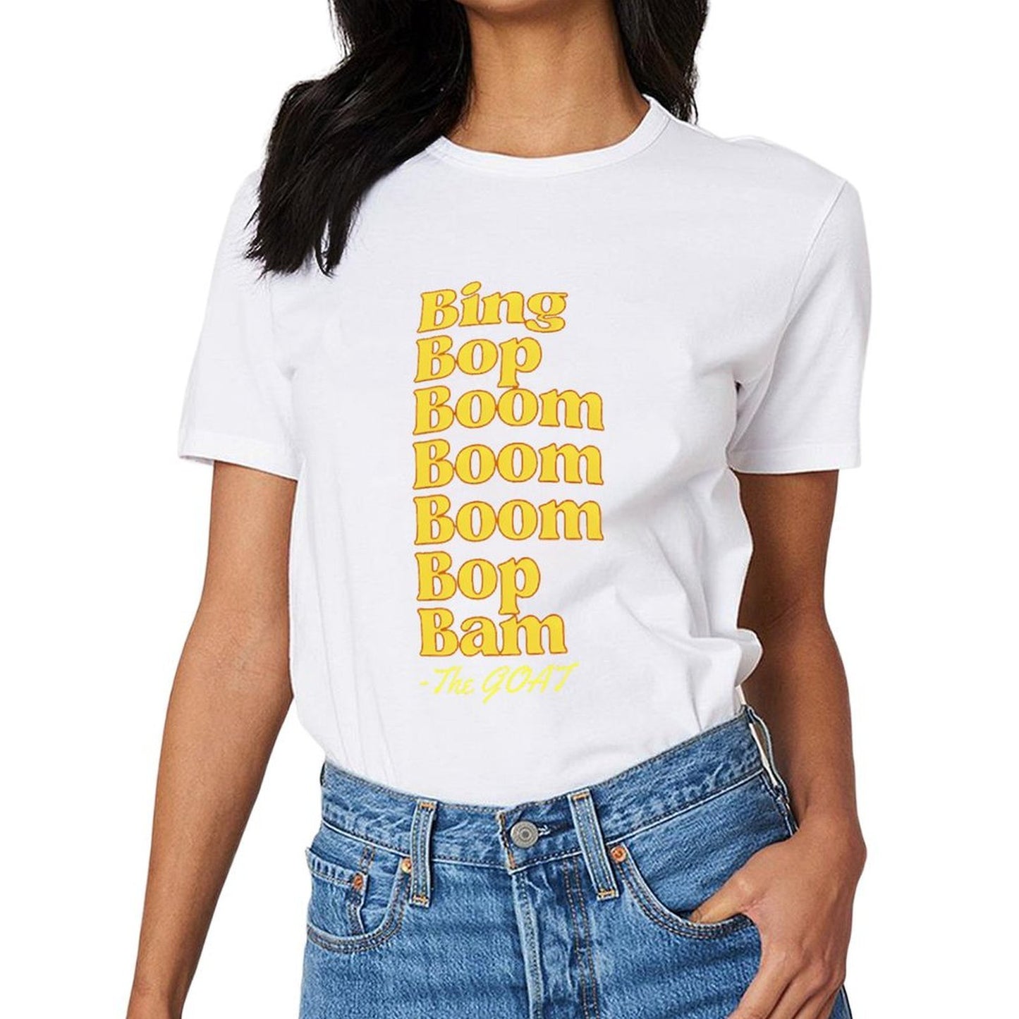 Inkmay Casual Cotton T-shirt Bing Bop Boom Pattern Print Design Unisex T-shirt
