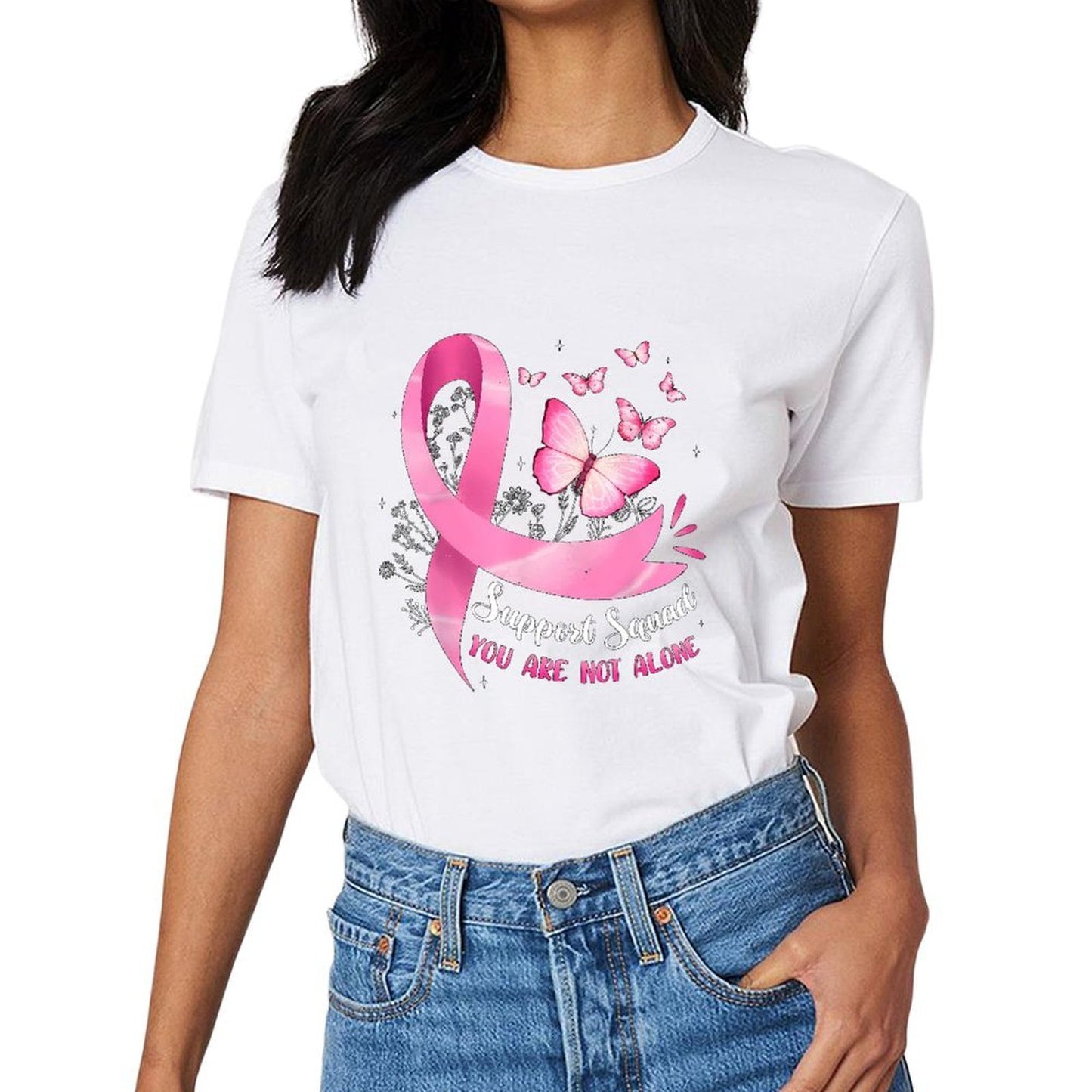 inkmay-casual-cotton-t-shirt-pink-ribbon-butterflies-support-squad-design-unisex-t-shirt
