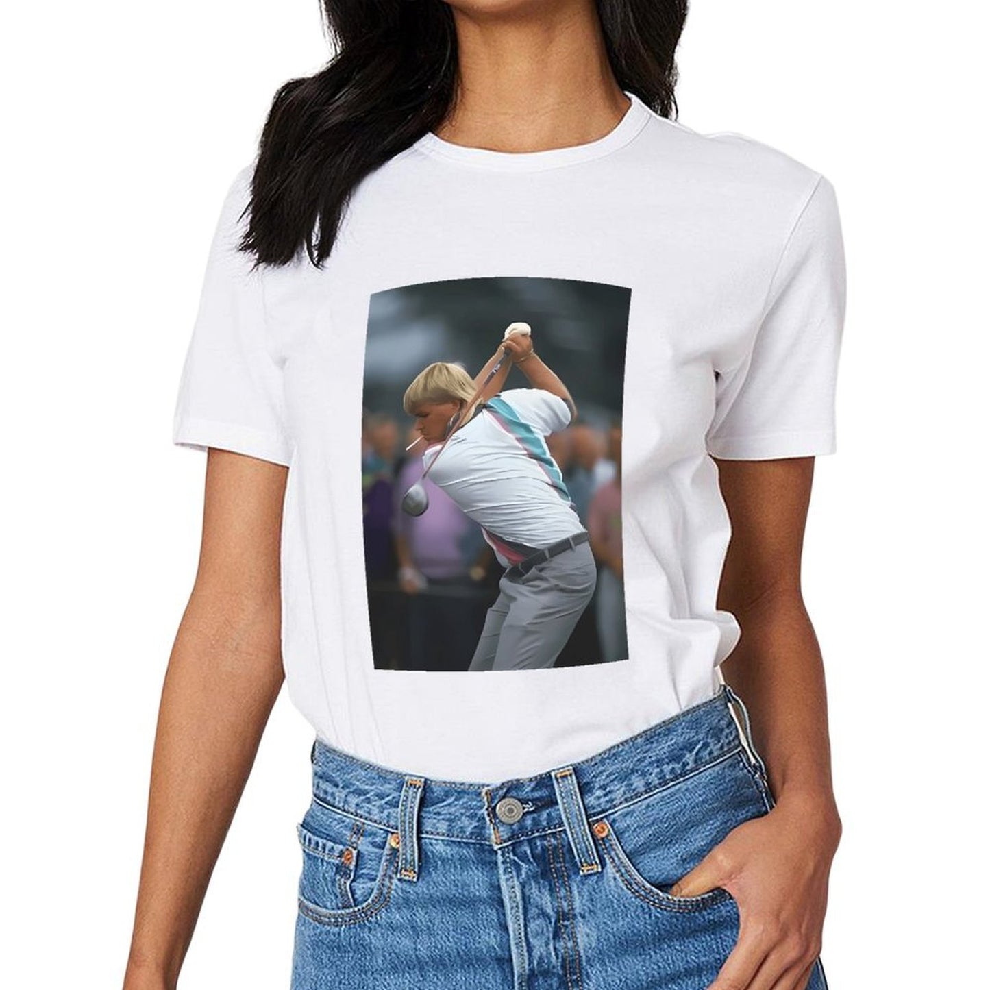 Inkmay Casual Cotton T-shirt Golf Player Swinging Club Boldly Unisex T-shirtClassicSeries StreetStyle T-Shirt