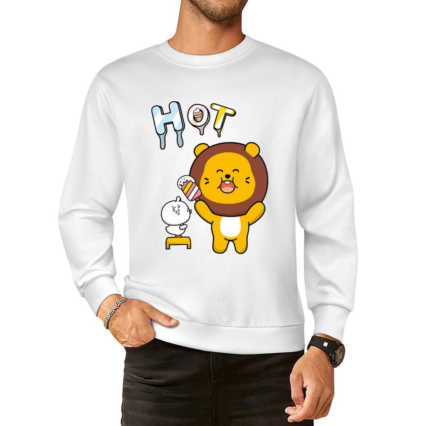 Front Patterned Long Sleeve TopIndoor Colorfast