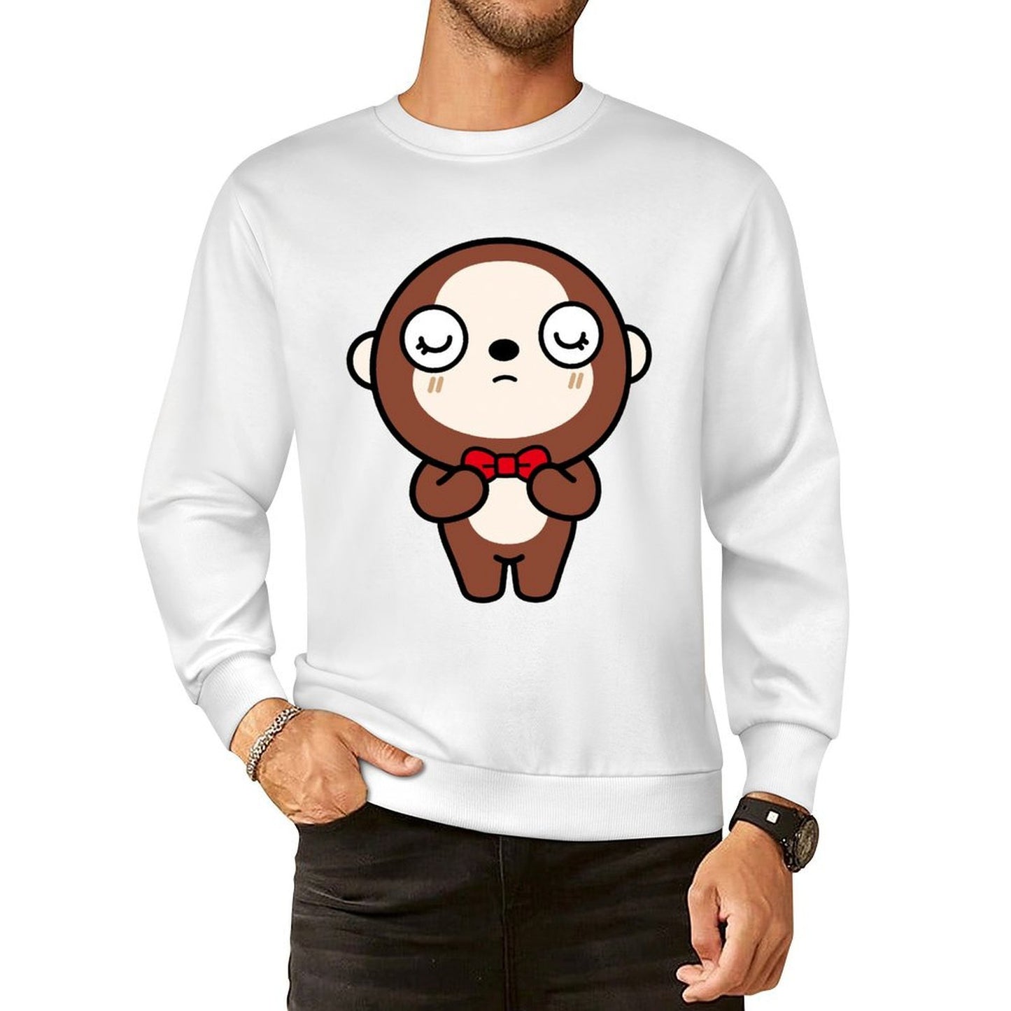 Front Patterned Long Sleeve TopCrisp Print Recycled