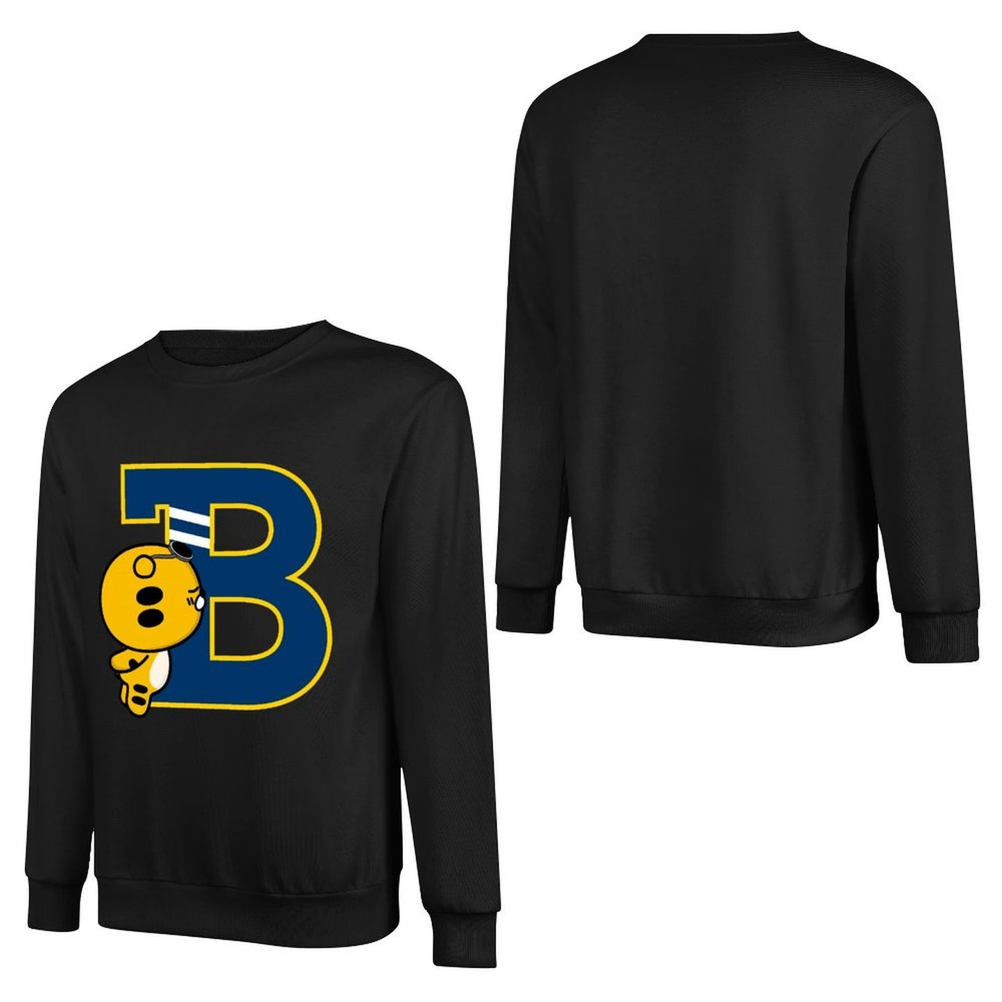 Front Patterned Long Sleeve TopOversized Double-Stitched