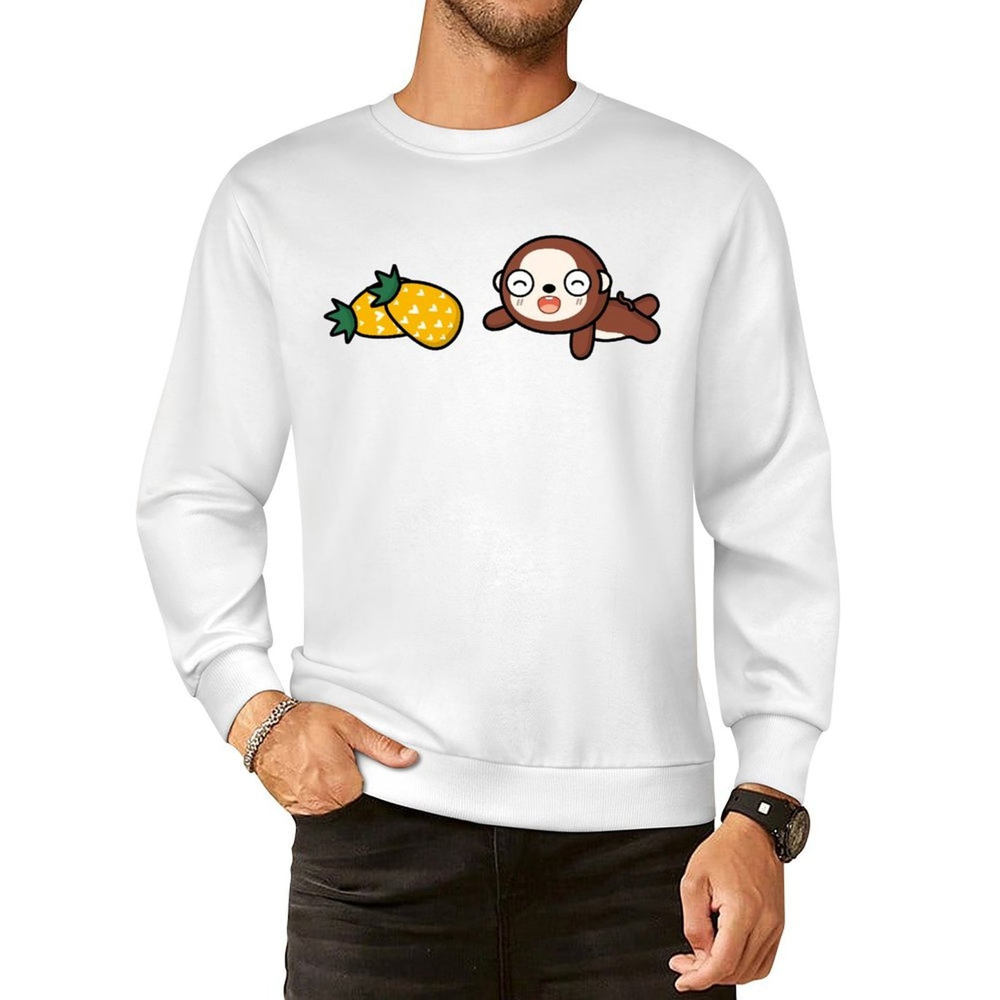 Front Patterned Long Sleeve TopSignature Double-Stitched