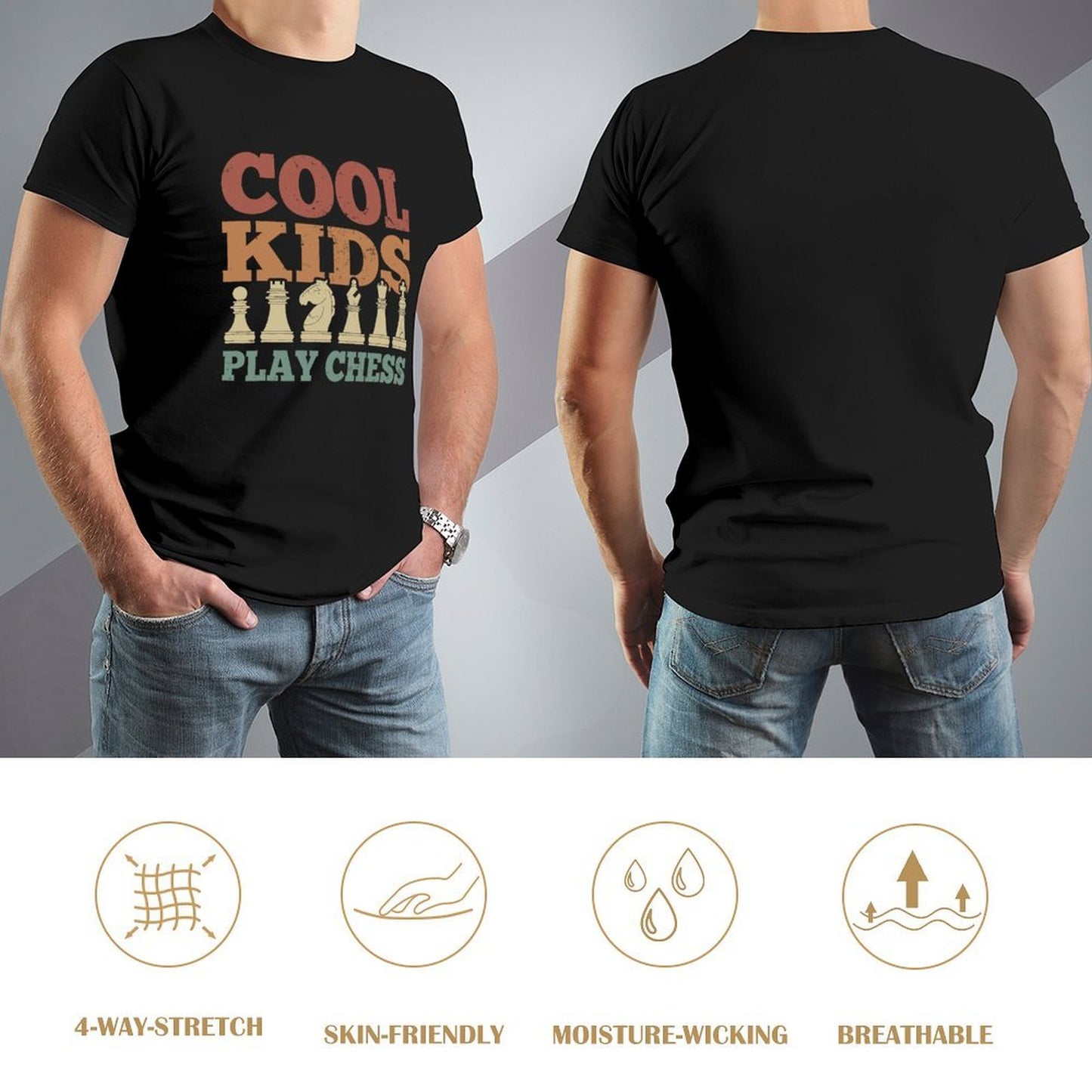 Inkmay Casual Cotton T-shirt Abstract Landscape With Layered Colors Design Unisex T-shirtSoft-Touch Outdoor T-Shirt