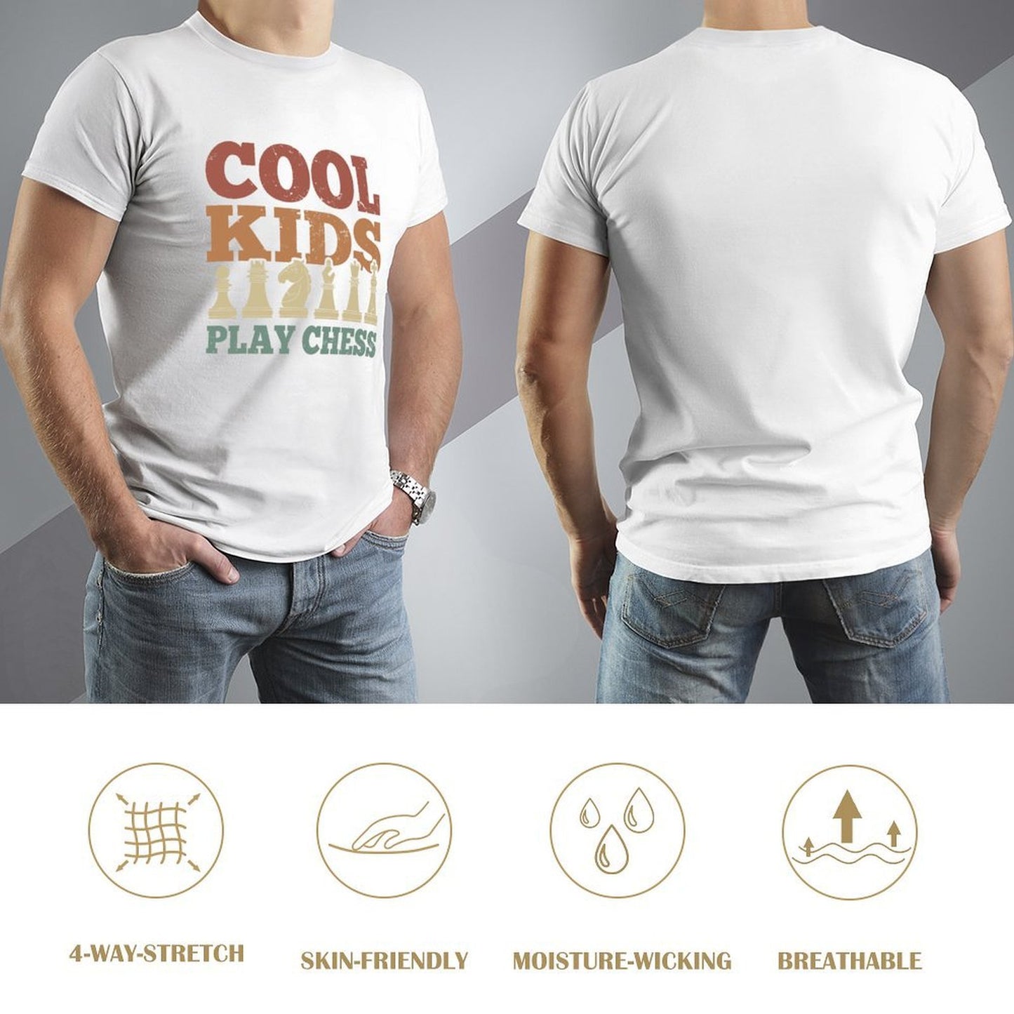 Inkmay Casual Cotton T-shirt Abstract Landscape With Layered Colors Design Unisex T-shirtSoft-Touch Outdoor T-Shirt