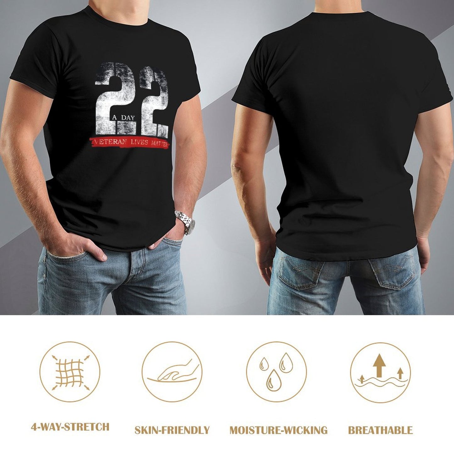 Inkmay Casual Cotton T-shirt A Day Twenty Two Veteran Lives Unisex T-shirtTrueStyle ActiveStyle T-Shirt