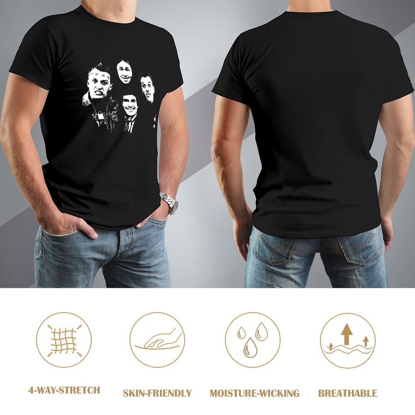 Inkmay Casual Cotton T-shirt Four Faces With Different Expressions Unisex T-shirtUltra Durable Refined T-Shirt