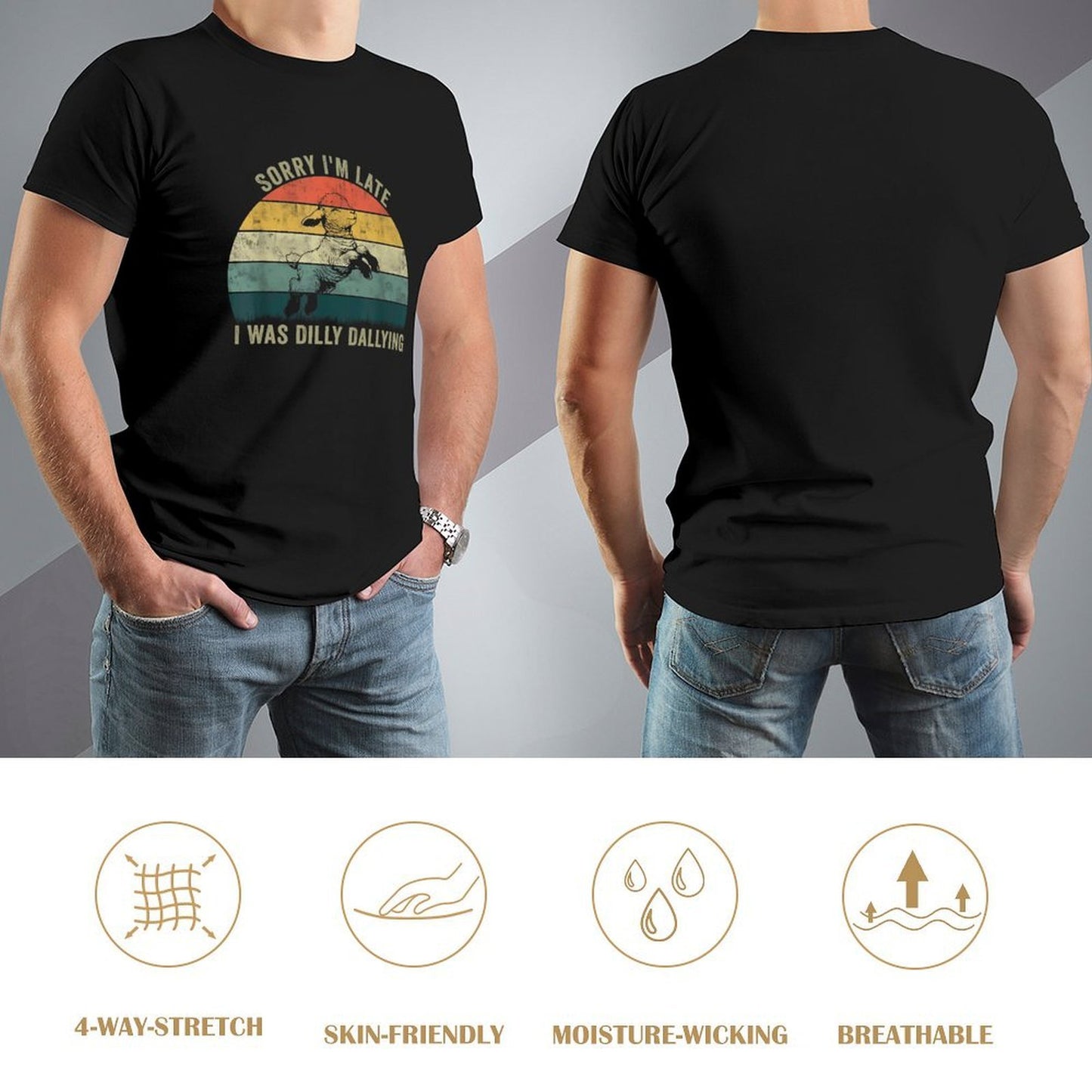 Inkmay Casual Cotton T-shirt Colorful Abstract Design With Layered Texture Unisex T-shirtSeries Heat-Transfer T-Shirt
