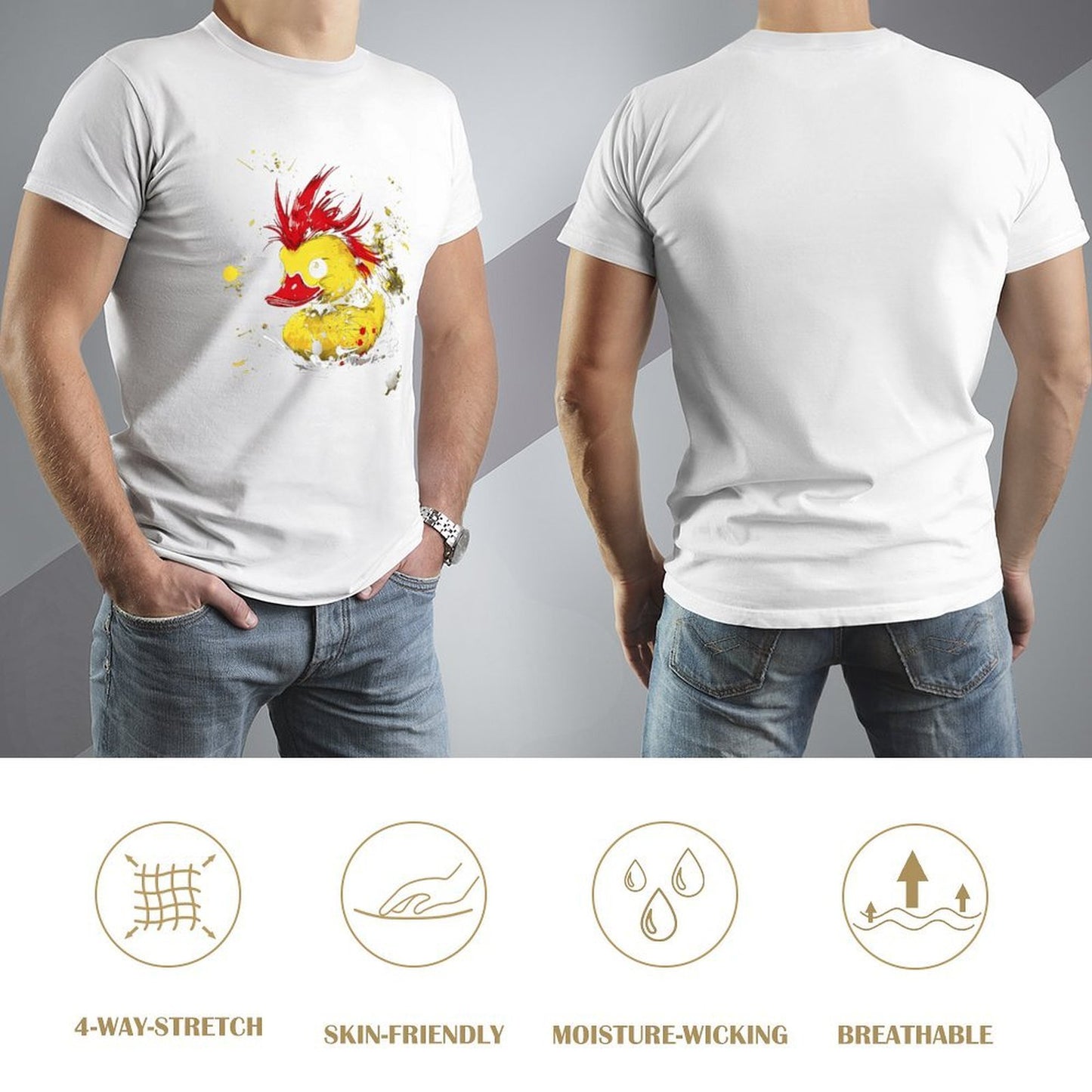 Inkmay Casual Cotton T-shirt Stylish Duck With Red Hair Splatter Unisex T-shirtLifestyleLine ClassicStyle T-Shirt