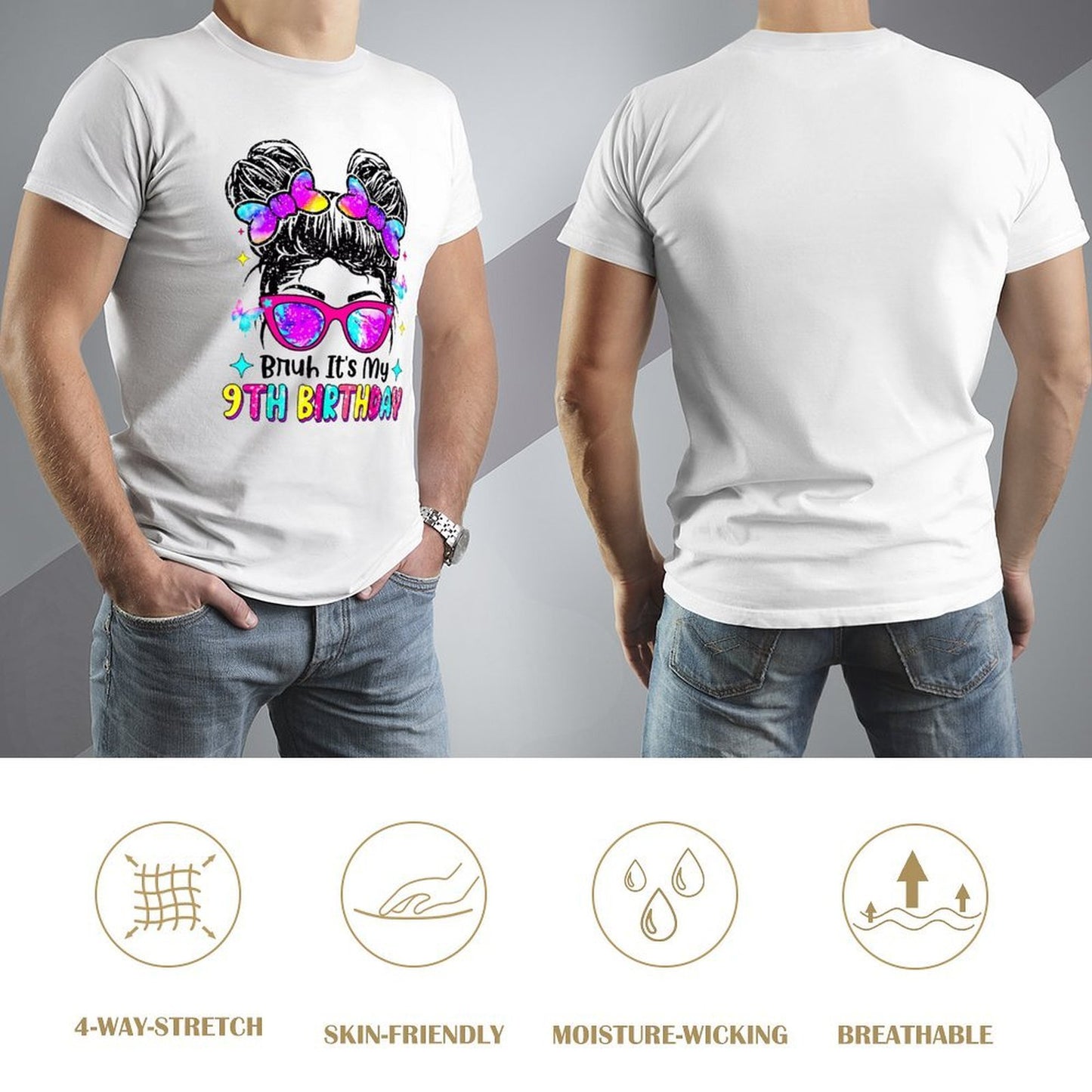 Inkmay Casual Cotton T-shirt Colorful Hearts And Glasses Birthday Design Unisex T-shirtHeritage Oversized T-Shirt