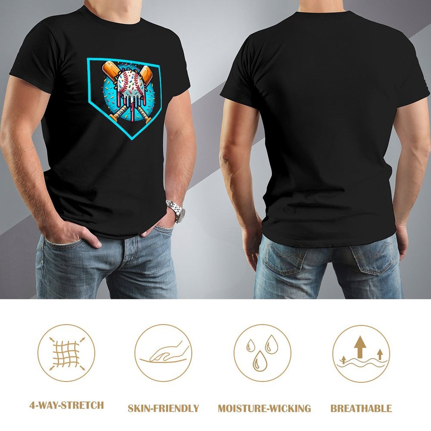Inkmay Casual Cotton T-shirt Back The Blue Police Support Design Unisex T-shirtNatural Indoor T-Shirt