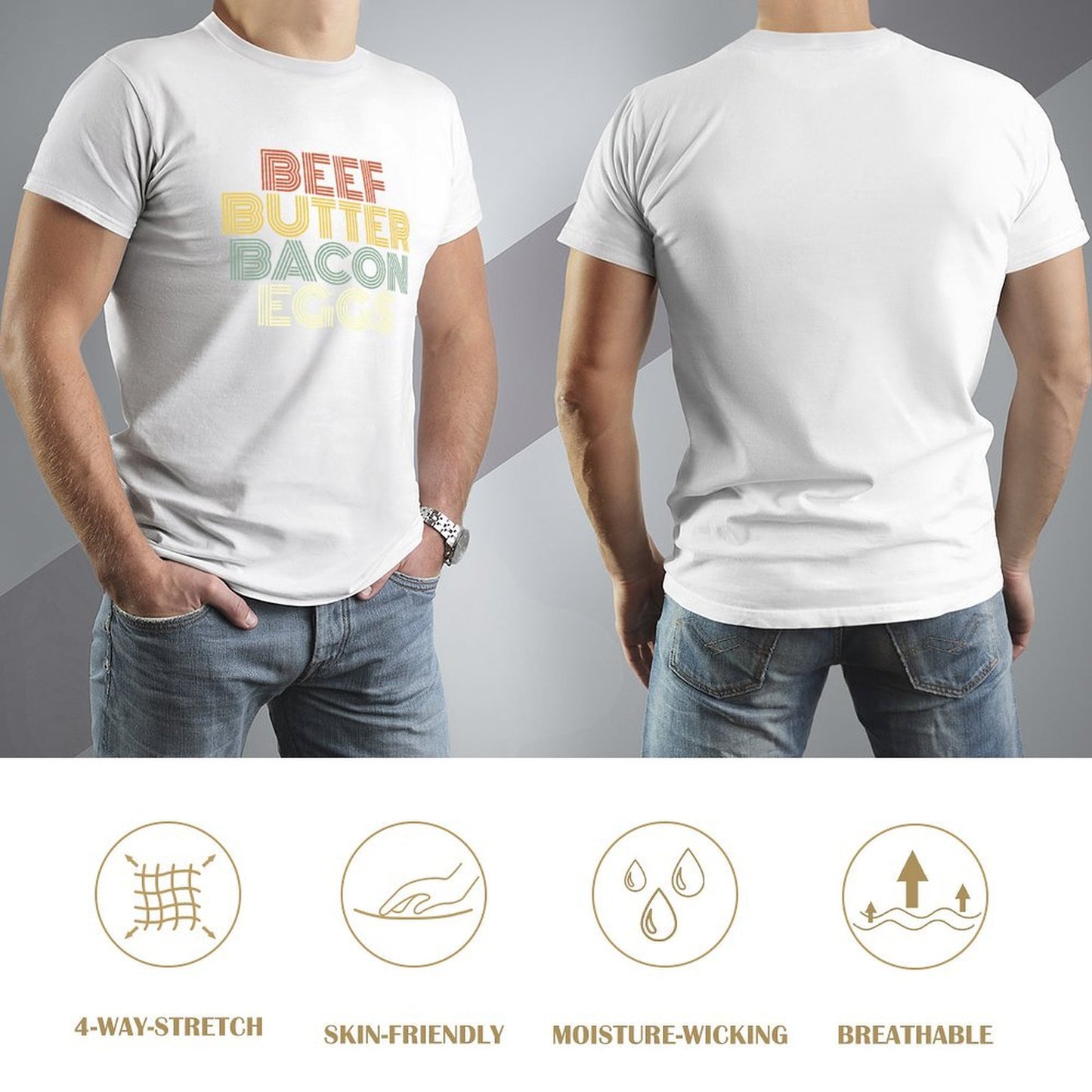 Inkmay Casual Cotton T-shirt Abstract Layered Colors Form Unique Design Unisex T-shirtBasic Made-to-Order T-Shirt