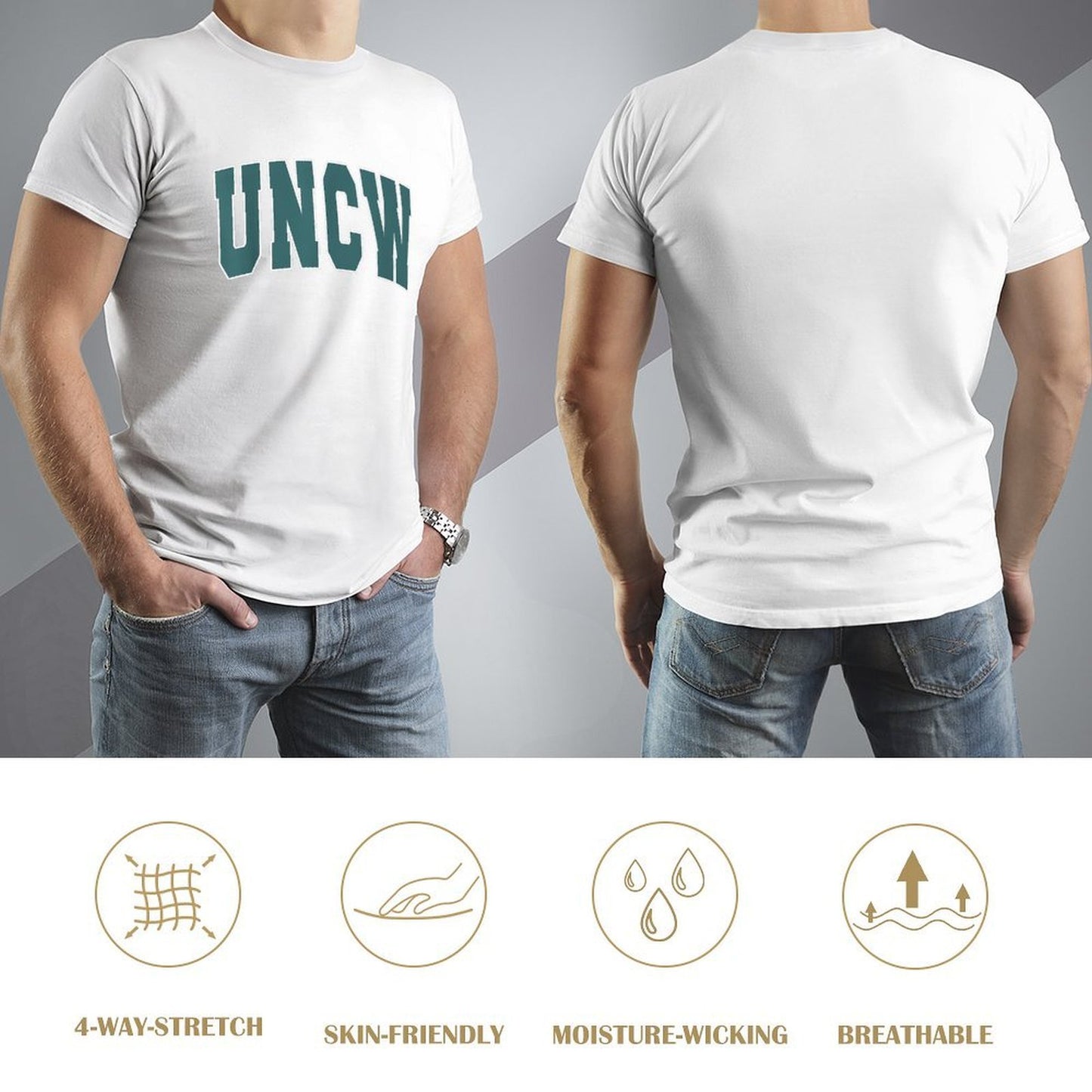 Inkmay Casual Cotton T-shirt Uncw Logo In Teal Color Unisex T-shirtPremium Finish RegularFit T-Shirt