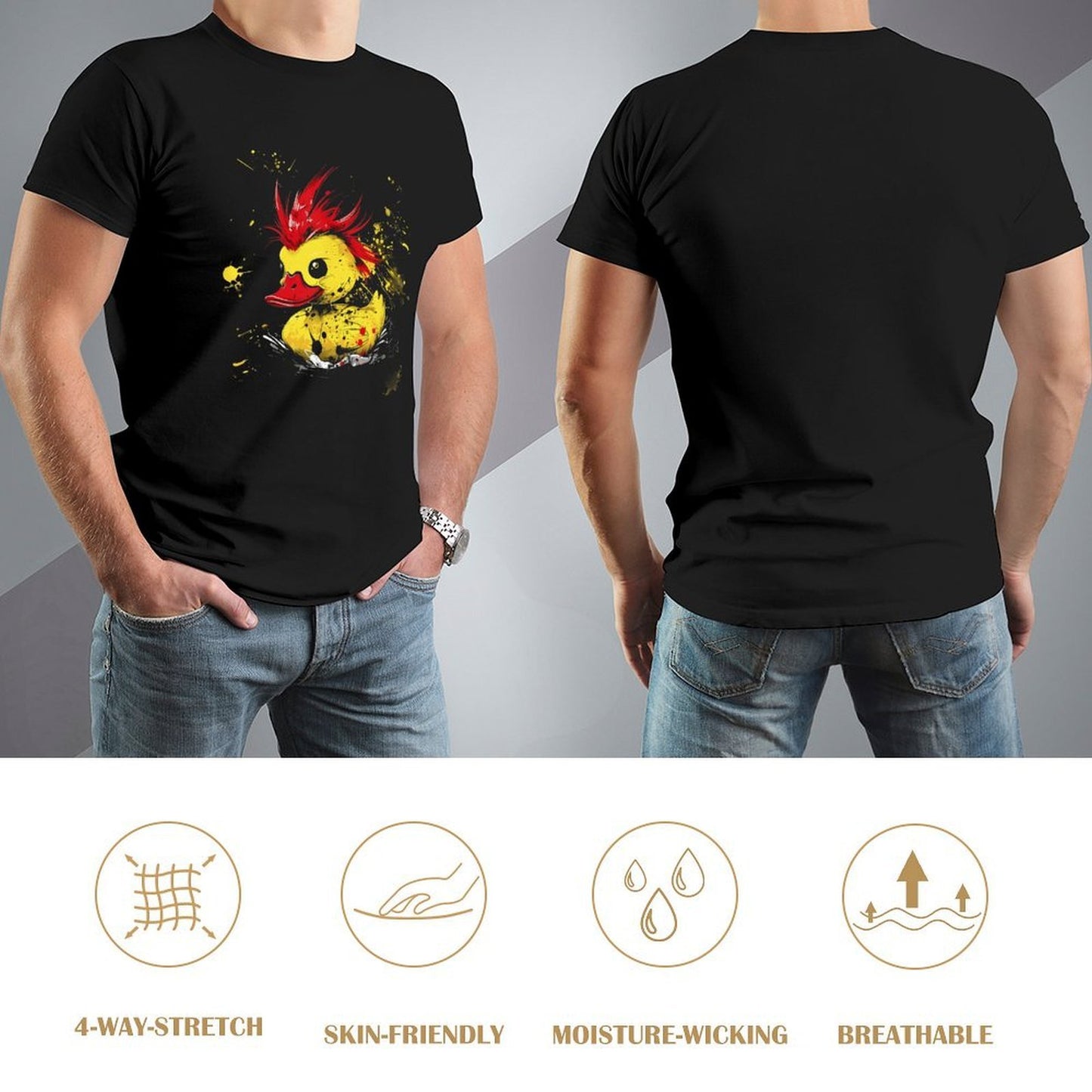 Inkmay Casual Cotton T-shirt Stylish Duck With Red Hair Splatter Unisex T-shirtLifestyleLine ClassicStyle T-Shirt