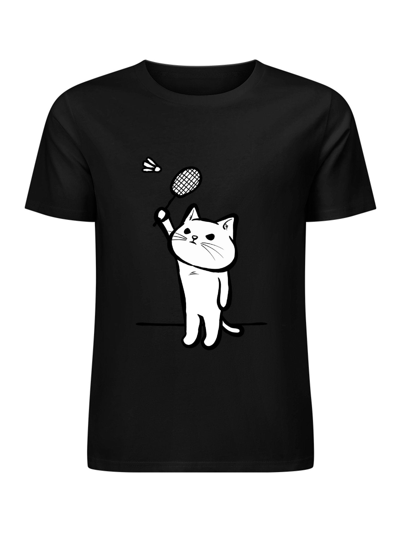 Inkmay Casual Cotton T-shirt Cat Playing With Ball On Black Unisex T-shirtTrueStyle CoreLine T-Shirt