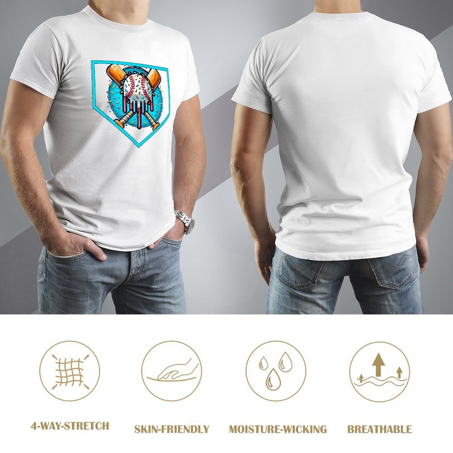 Inkmay Casual Cotton T-shirt Back The Blue Police Support Design Unisex T-shirtNatural Indoor T-Shirt