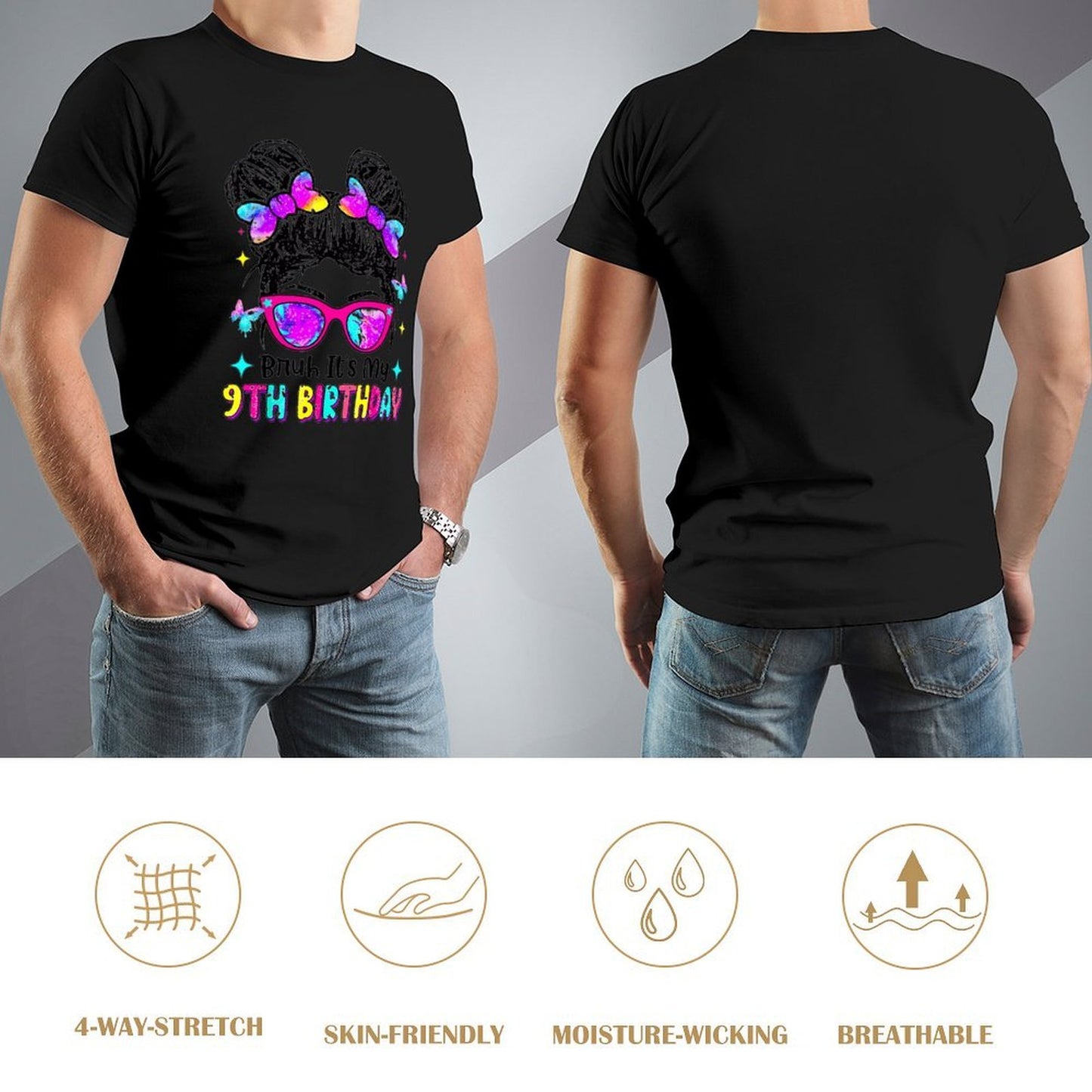Inkmay Casual Cotton T-shirt Colorful Hearts And Glasses Birthday Design Unisex T-shirtHeritage Oversized T-Shirt